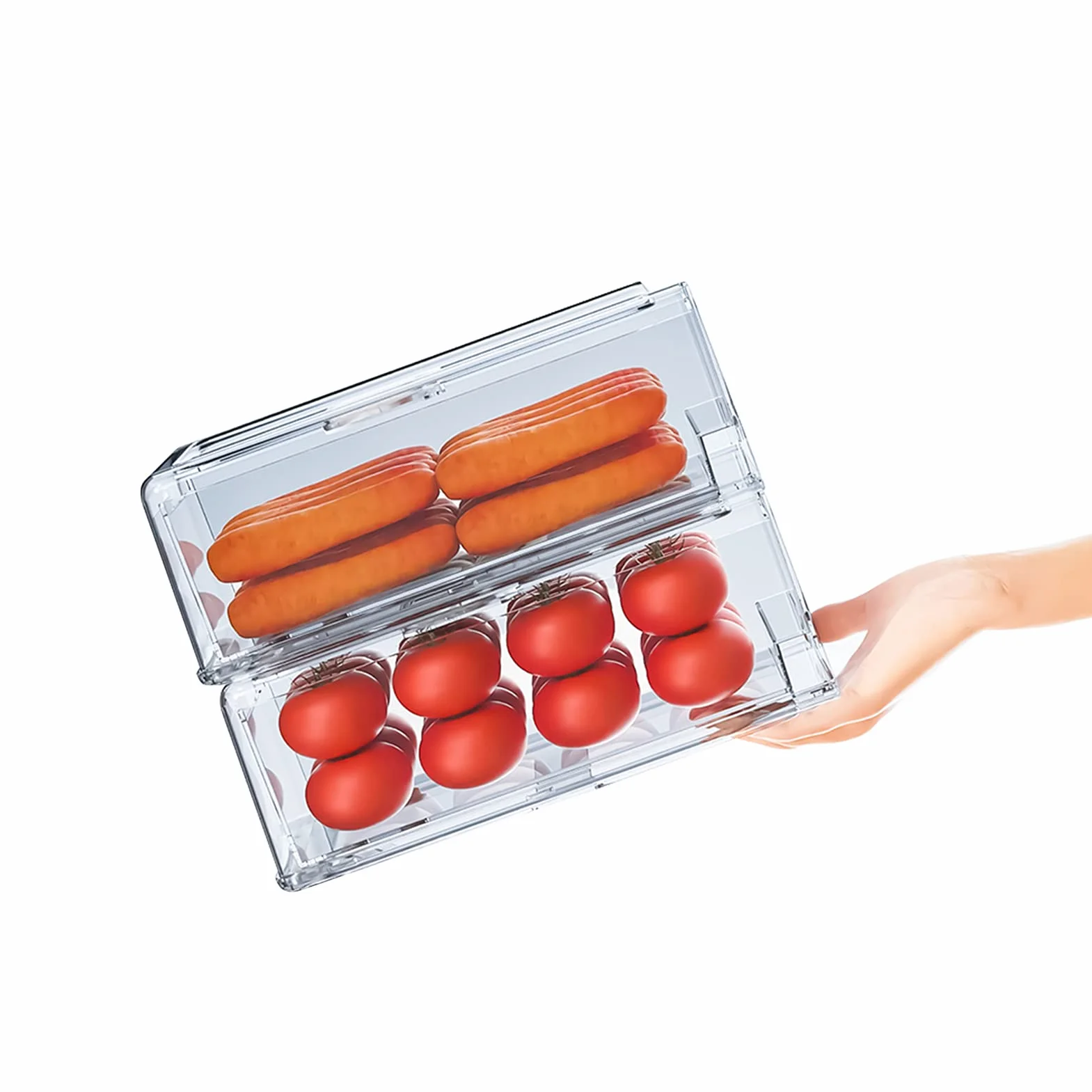 YekouMax Contenedores de organización y almacenamiento de despensa, organizador de refrigerador, contenedores de almacenamiento apilables de plástico con cajones, contenedores extraíbles para nevera,