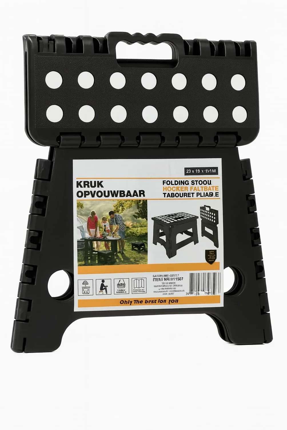 Taburete plegable 22 cm antideslizante negro para baño infantil camping picnic hogar