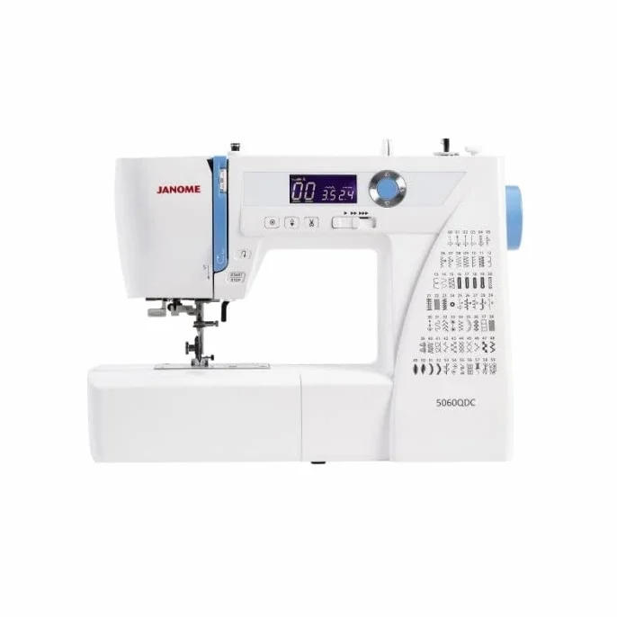 Janome Máquina de coser 5060QDC, 60 puntadas, pantalla LCD, azul