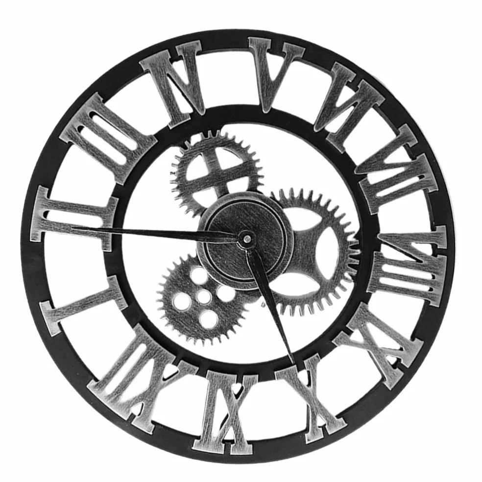 BESPORTBLE Reloj de Pared Decorativo Engranajes de Estilo Industrial Reloj de Pared Creativo para Sala de Estar Dormitorio Elegante Color Envío sin Batería