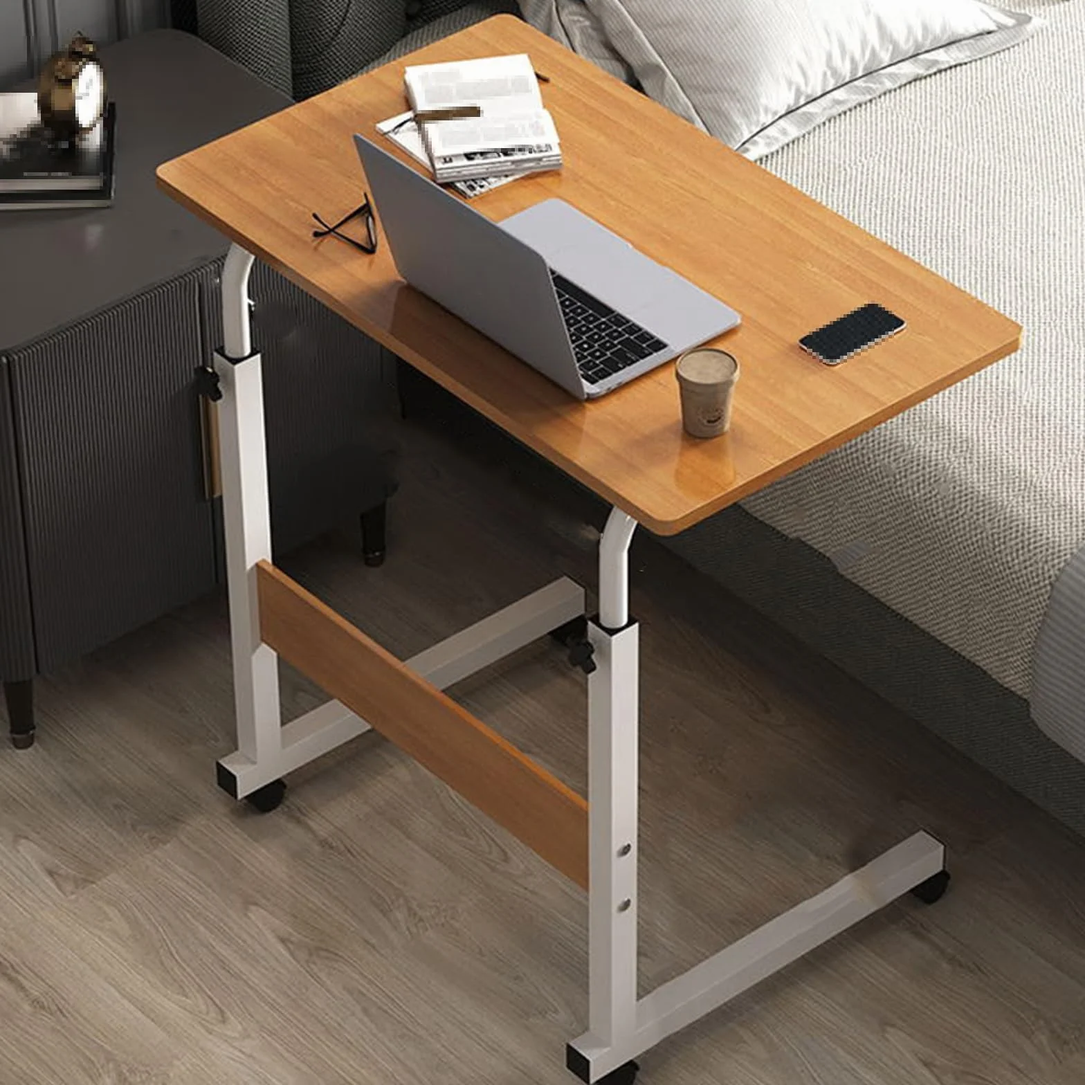Mesa de Sala de conferenciasMesa de conferencias de Madera y Acero, Escritorio de computadora Moderno y Sencillo, Mesa elevadora Junto a la Cama, Adecuada para Dormitorio, Sala de