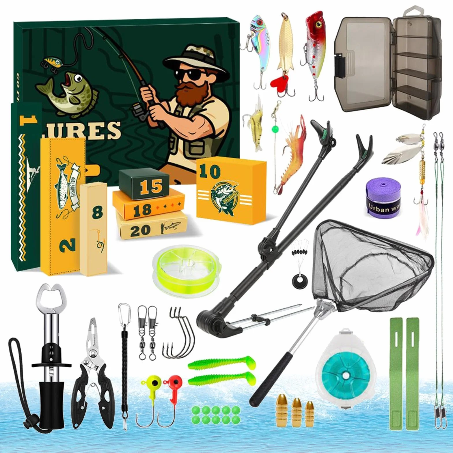 Calendario De Adviento Para Pesca 24 Días De Accesorios De Pesca Para | Adviento de Equipo de Pesca Navideño Para Adultos Adolescentes Chicos Pescadores Hombres