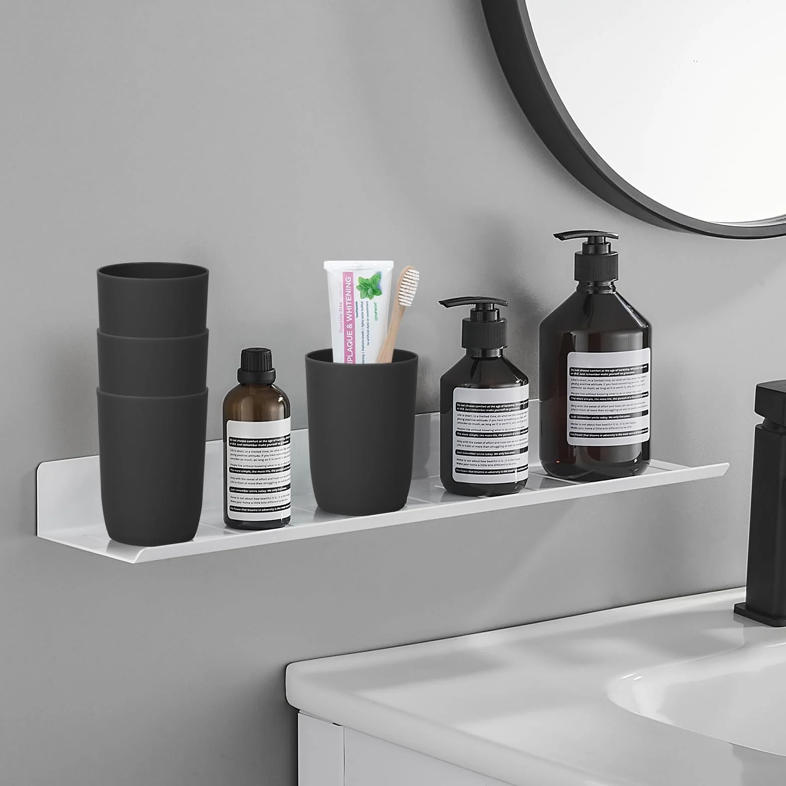 Vasos para cepillos de dientes apilables 4 unidades 280 ml negro