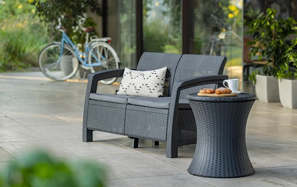 Keter, 203835 Mesa Nevera para jardín Pacific Rattan Cool Bar, Antracita