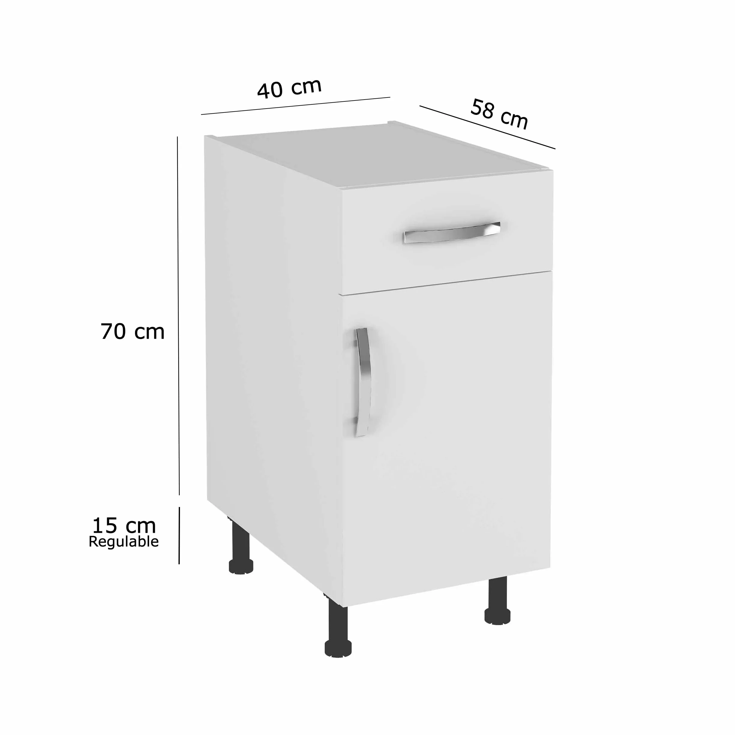 HOGAR24 ES - Mueble Bajo de Cocina Cajon + Puerta Color Blanco, Medidas: 85 x 40 x 58 cm