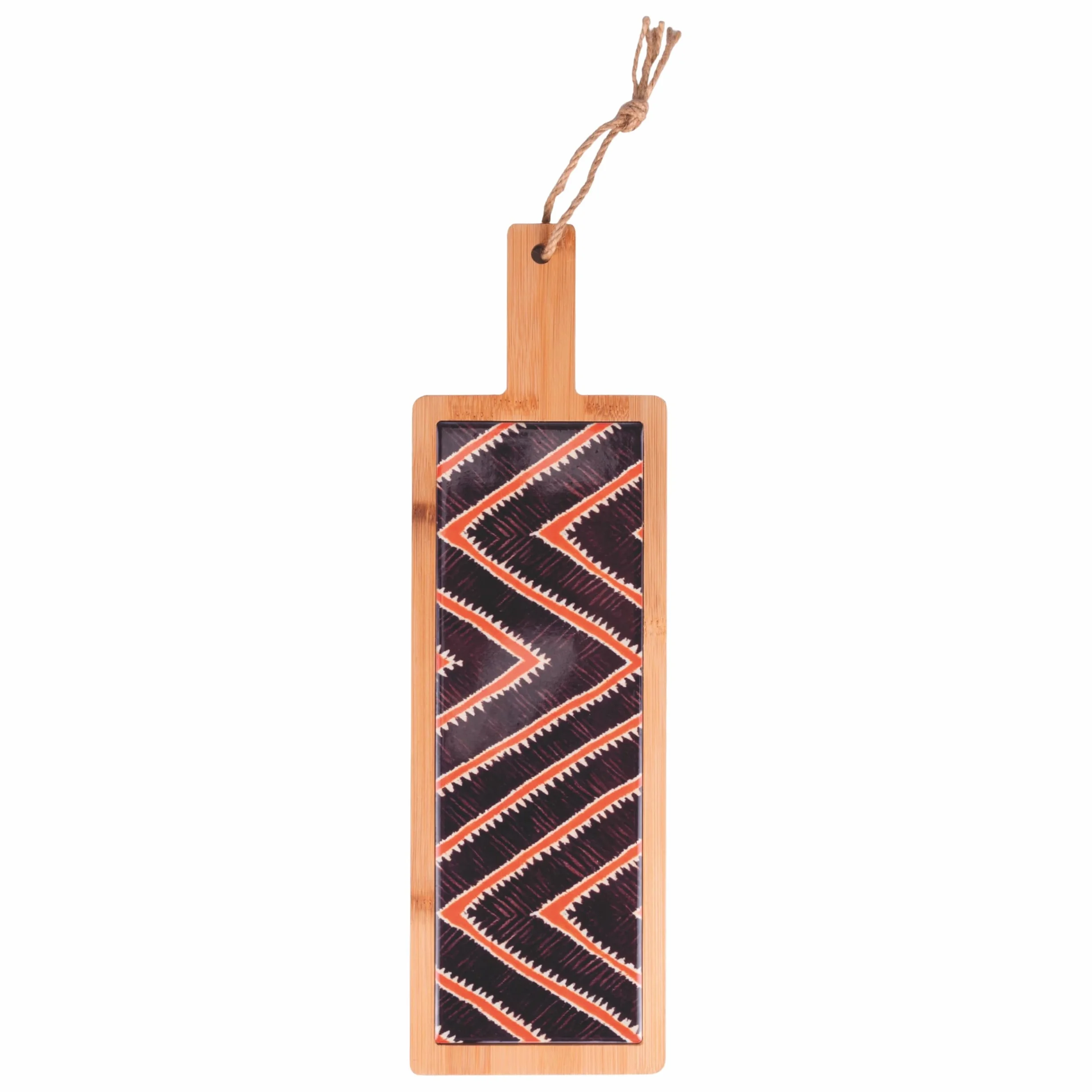 Malindi Tabla de cortar rectangular de cerámica y bambú 40 x 12,5 cm