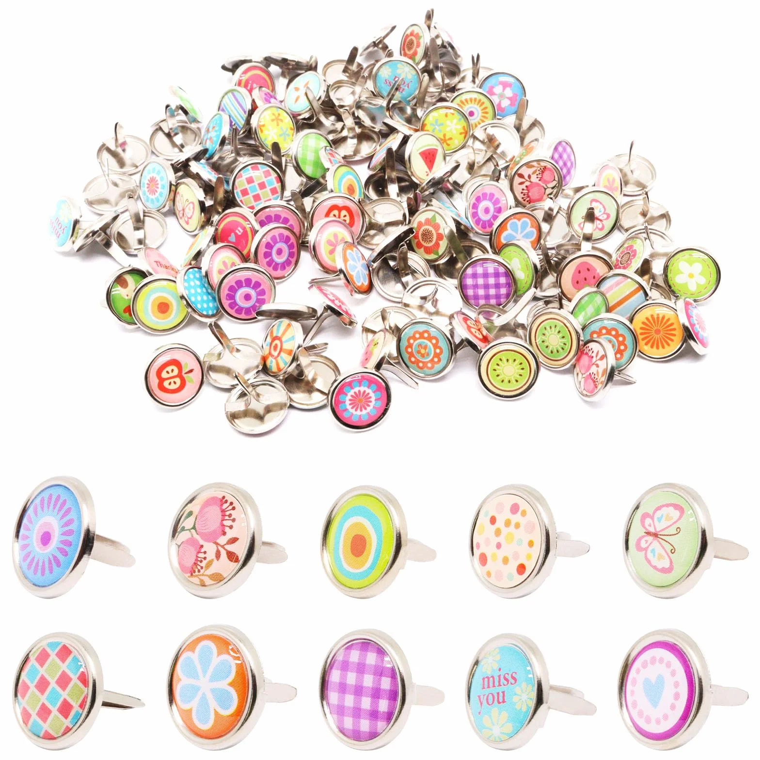 120 mini sujetadores de latón (multicolor, 12 x 12 mm)