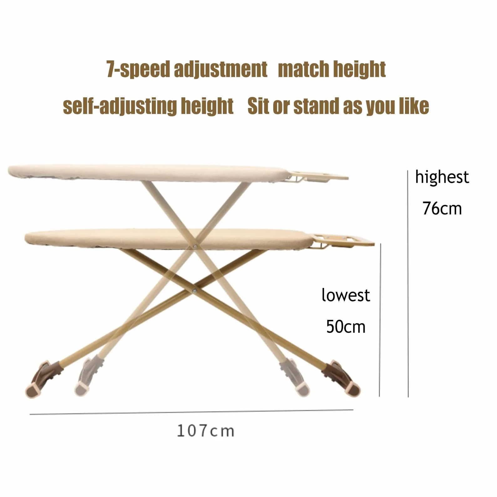 Tabla de Planchar Grande Plegable , Superficie De Planchado Extra Grande,Soporte Para Centros De Planchado,7 Altura Regulable,Patas Extragruesas Con Patas Antideslizantes, Estable Y Robusta ( Color :