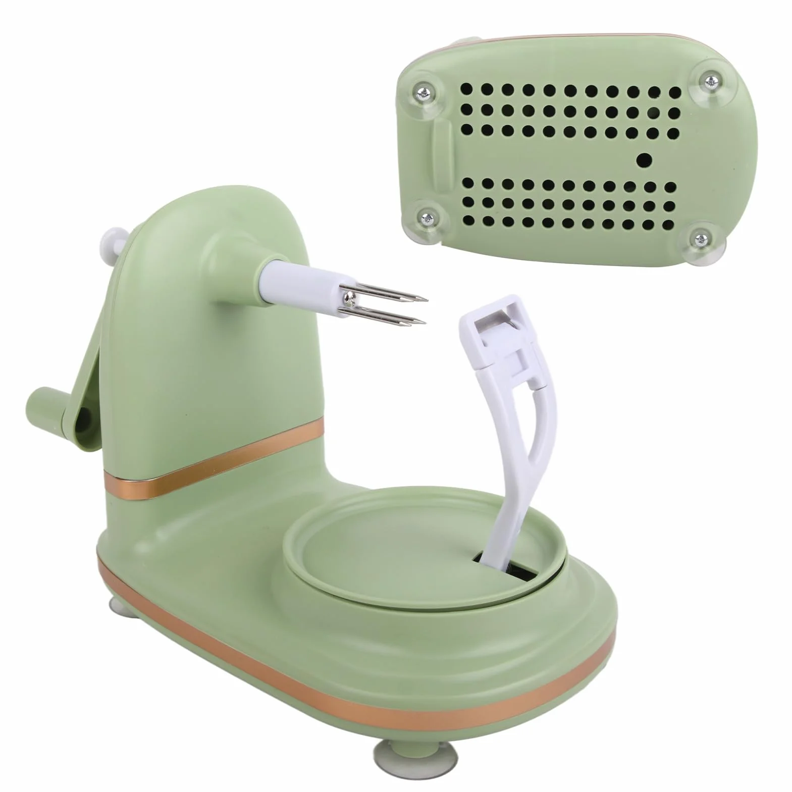 Peladora de Manzanas de Acero Inoxidable con Manivela para Cocina, Máquina Peladora de Frutas para el Hogar, Verde