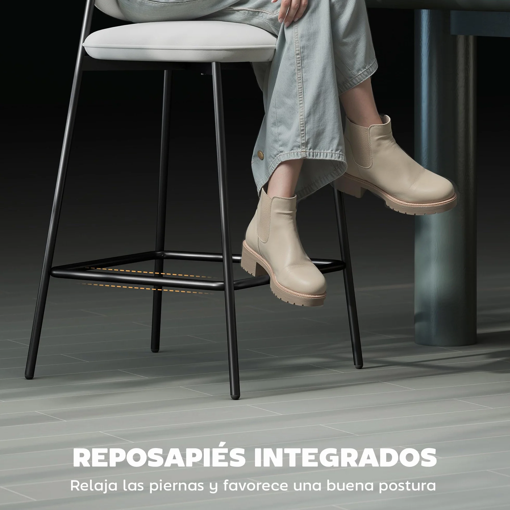 HOMCOM Juego de 2 Taburetes de Bar con Respaldo y Reposapiés Gris Claro | Taburetes Altos de Cocina, Tapizado en Terciopelo, Marco de Acero, para Comedor Mostrador