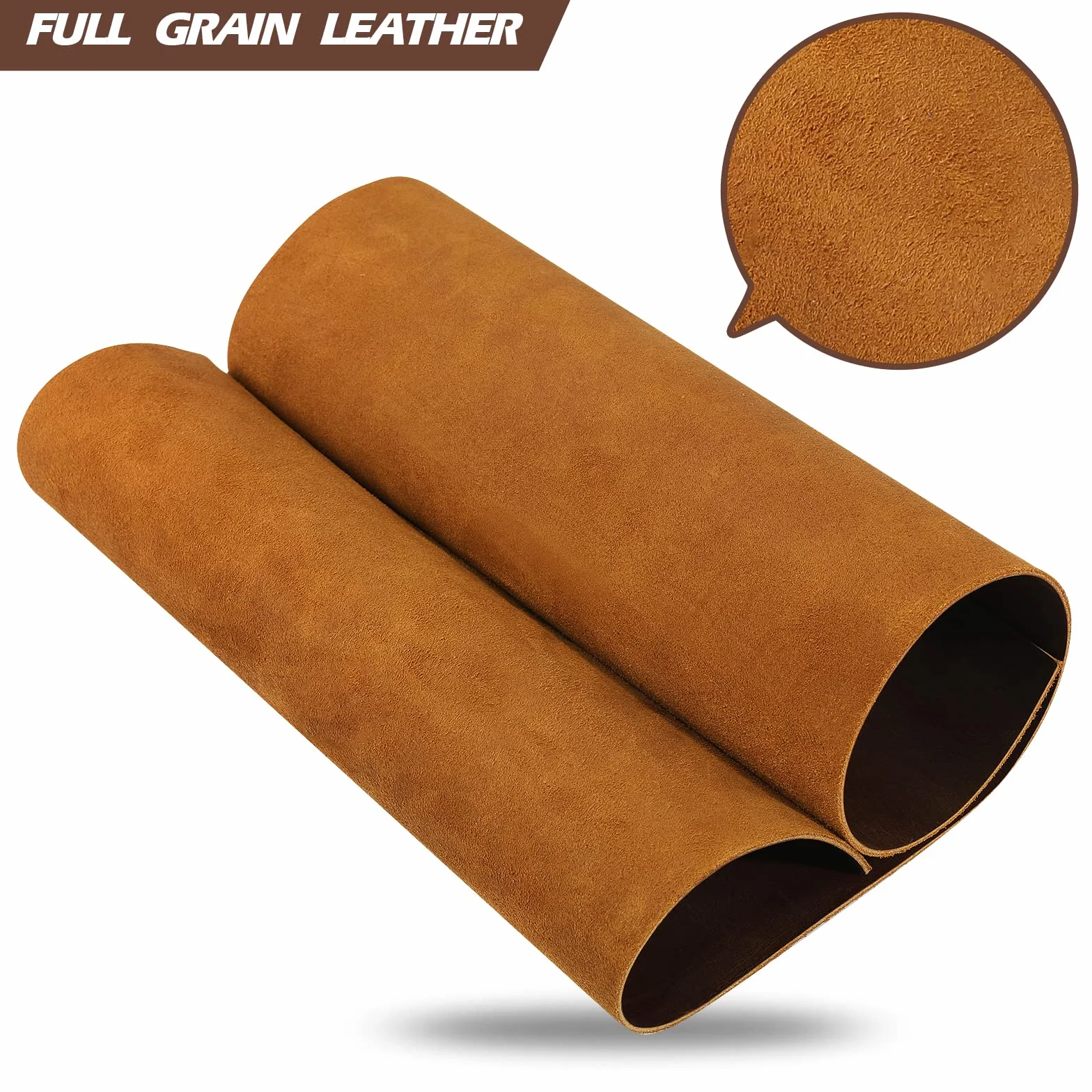 RingSun Hojas de cuero genuino de 12 x 24 pulgadas para manualidades, cuero de grano completo (2 mm) de grosor, piezas cuadradas de cuero vacuno marrón oscuro