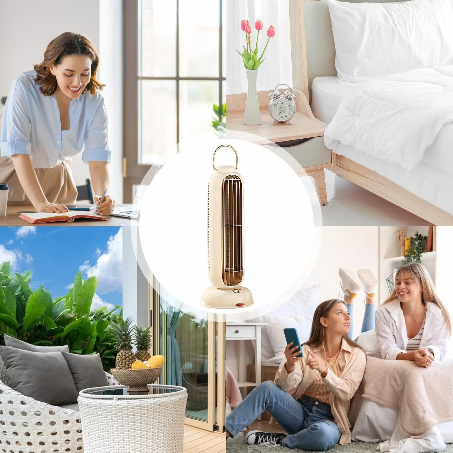 Ventilador de torre para el dormitorio Diseño Sin Aspas De 3 Velocidades Y | Ventilador De Pie Con Oscilación Para En Dormitorio, Oficina, Salón, Hogar, Interior, Escrito