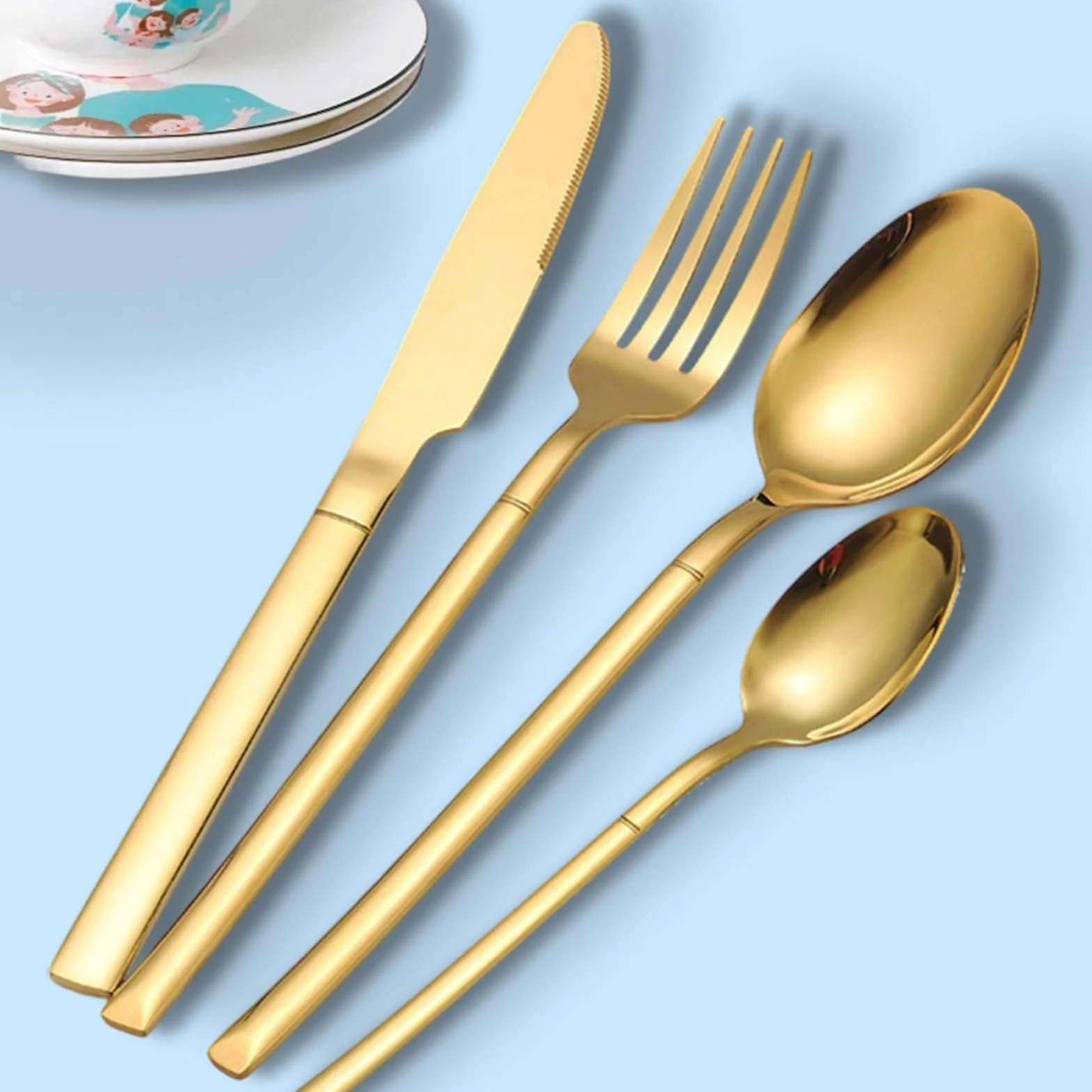Juego de cubiertos de acero inoxidable, elegante cubertería para comedor, incluye 24 piezas, perfecto para el hogar y fiestas