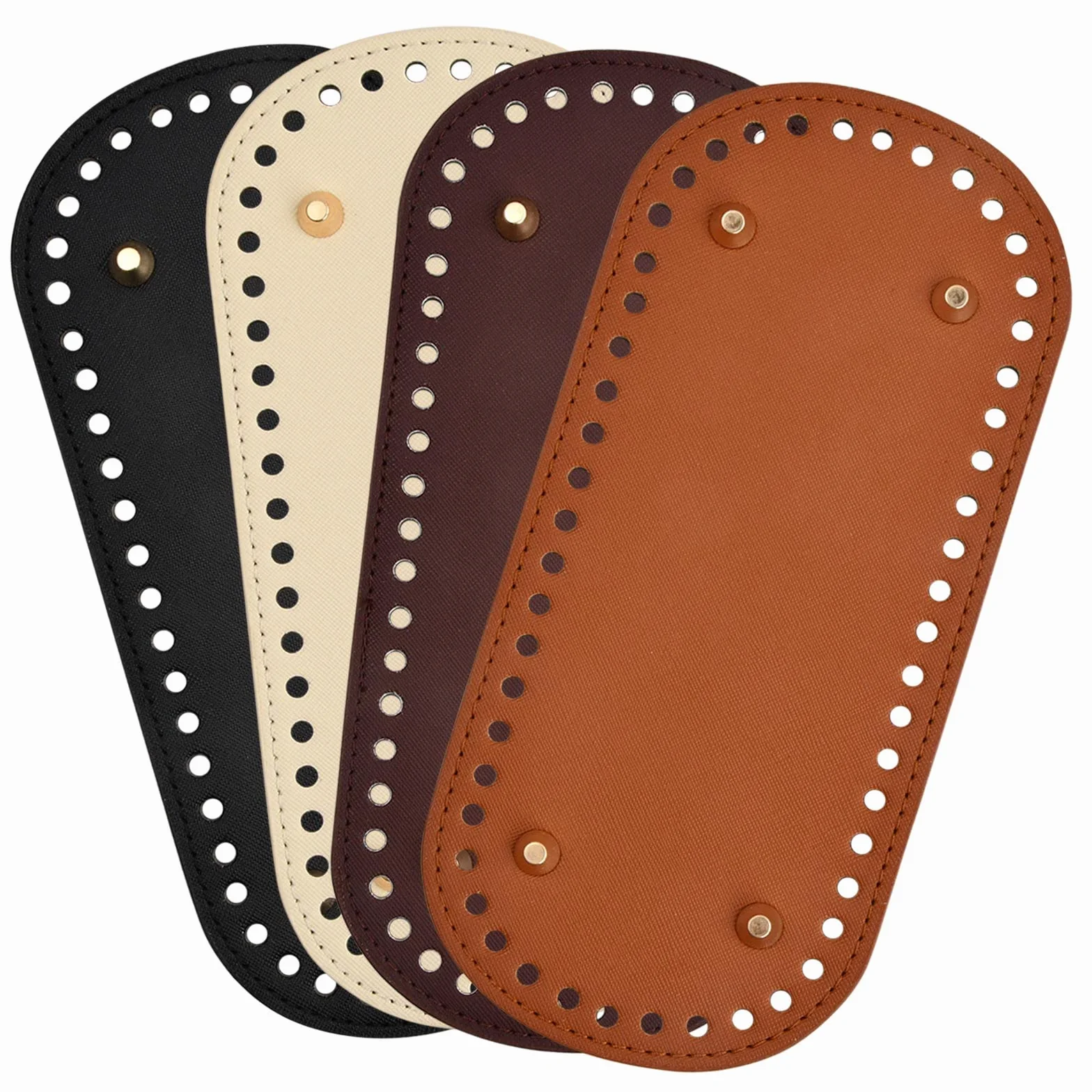 Laughhe 4 Piezas Bolsa Cojín Inferior Oval de Cuero PU 22×10CM para Fabricación de Bolsos