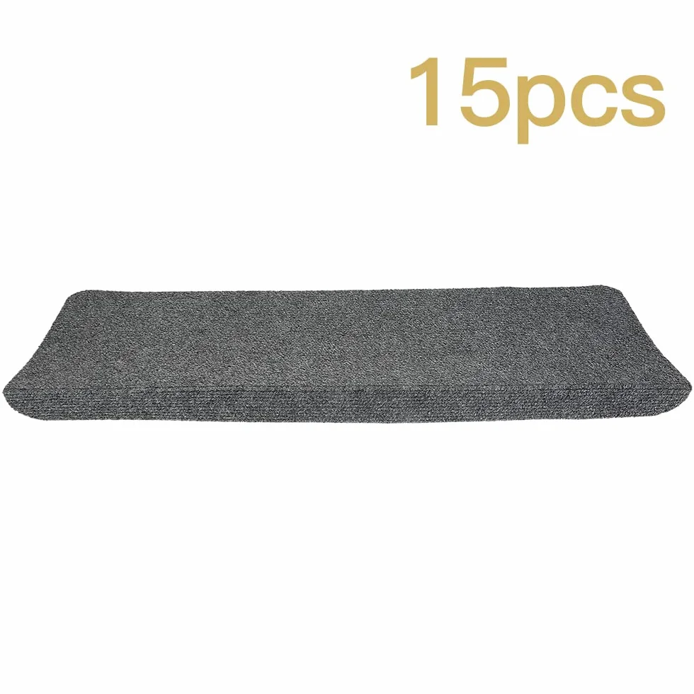LANTUS 15x Alfombrilla Autoadhesiva de Escalera Alfombra Peldaños Adhesivos Antideslizante Protector Decoración Amortiguación Gris