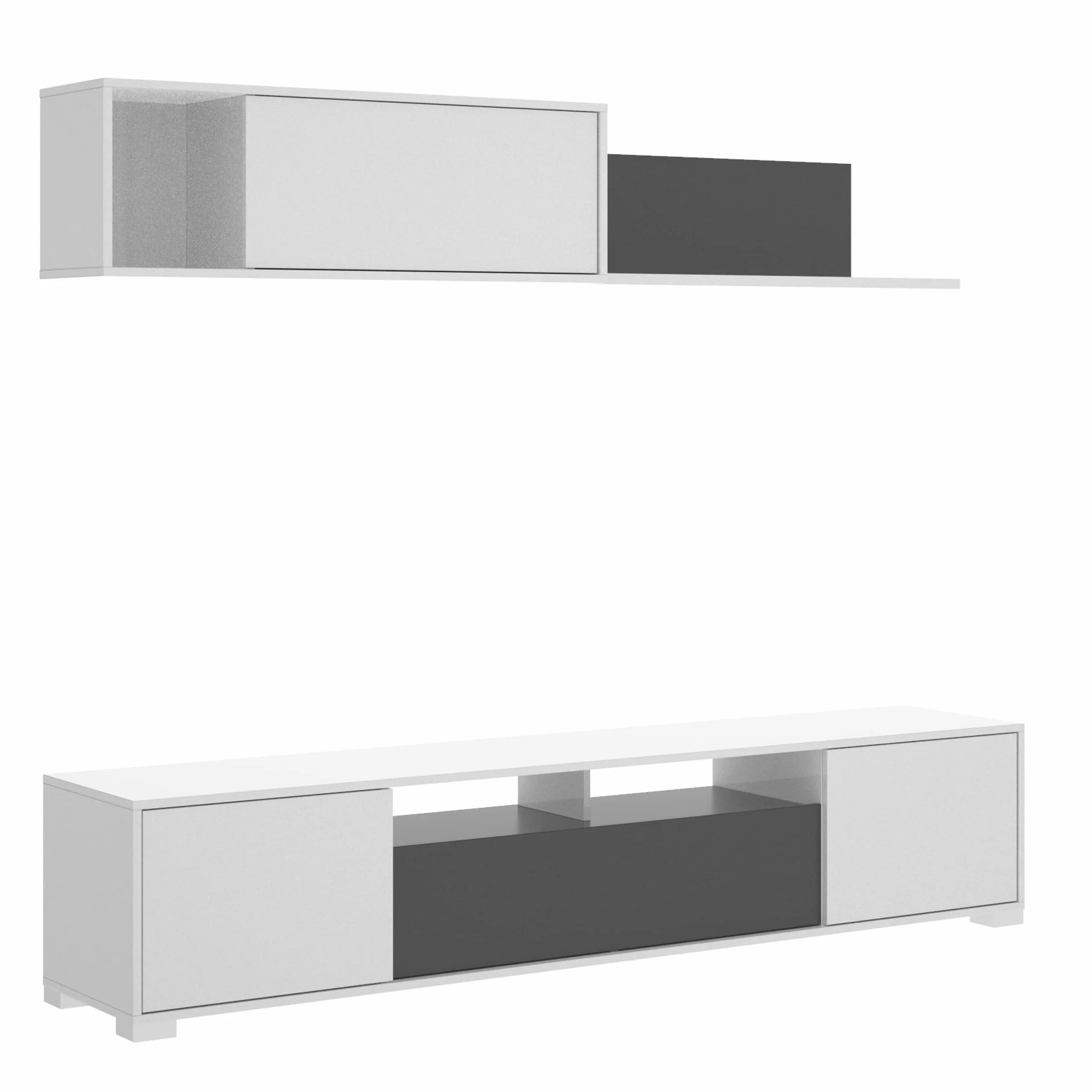 DEKIT GRUPO RIMOBEL KEN - MUEBLE DE SALON TV - 42x200x41 cm - BLANCO / GRAFITO