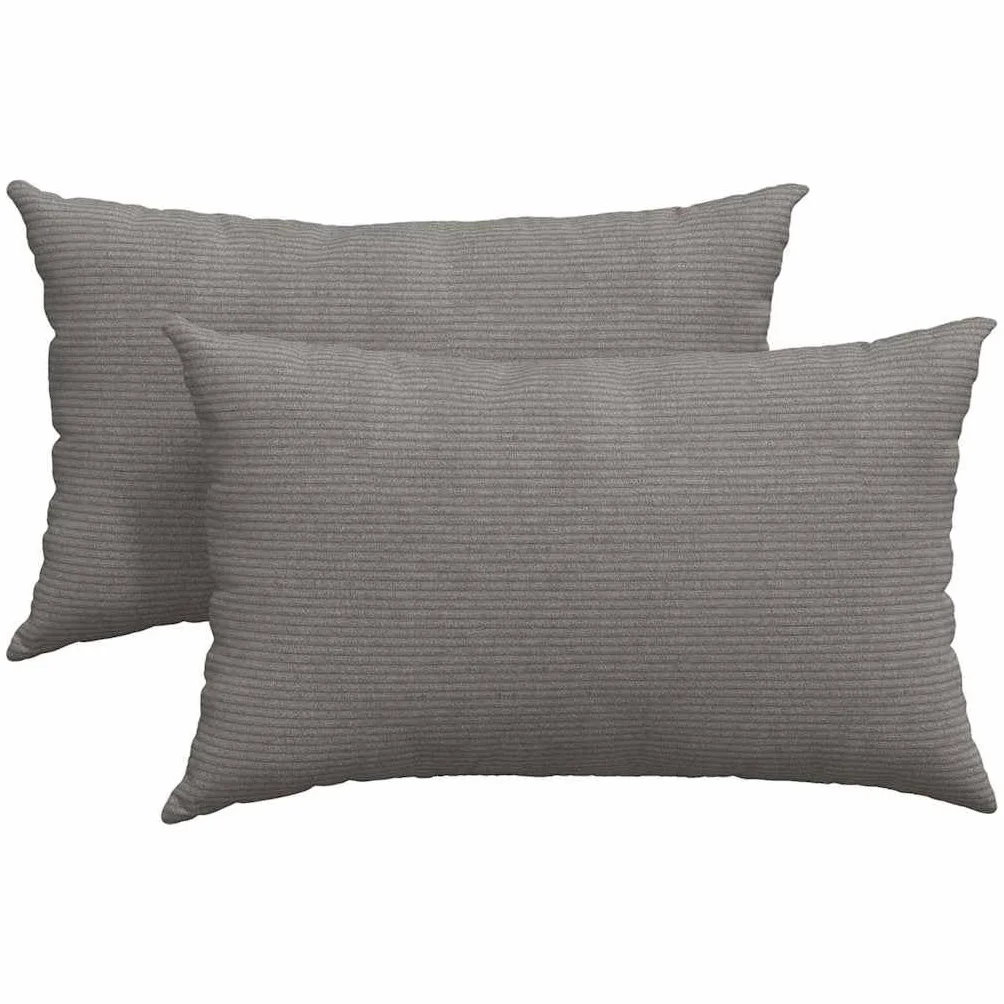 Juego de 2 cojines para sofá de 50 x 30 cm – Cojines decorativos modernos de pana suave – Cojines con funda y relleno – Gris claro – Cojines decorativos estables para salón y dormitorio