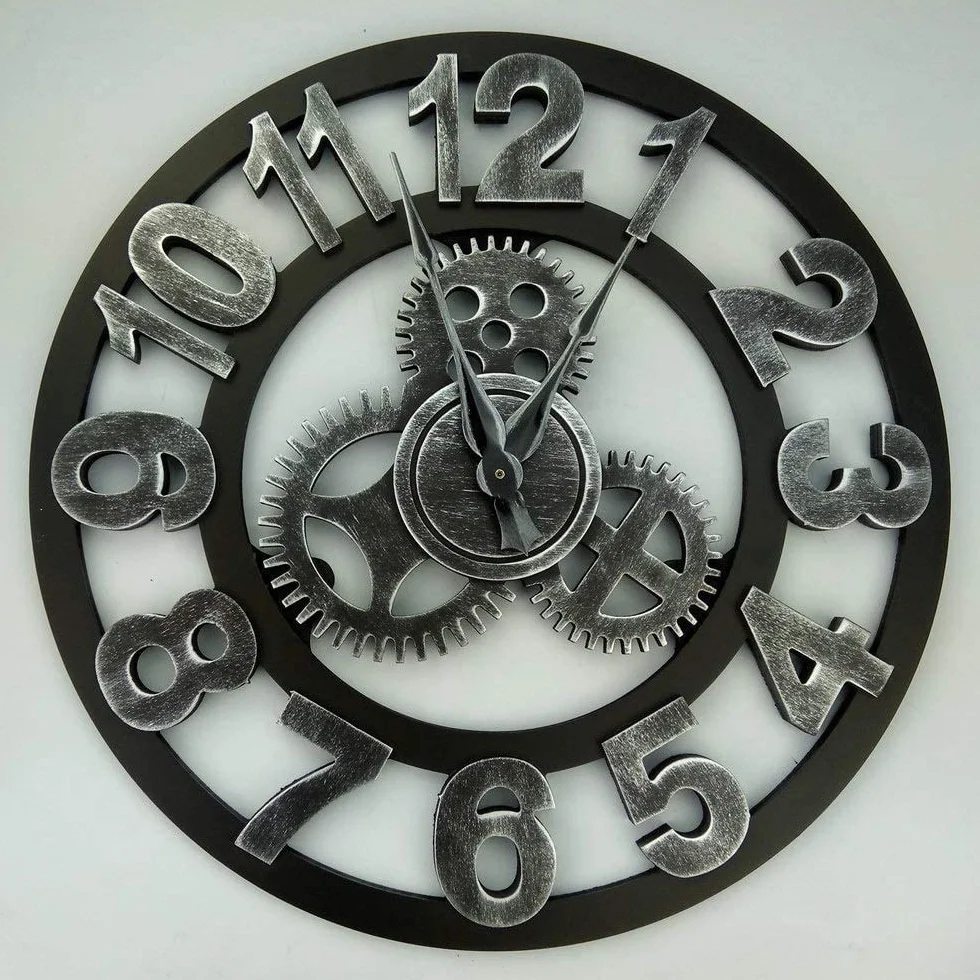 Reloj de Pared de Estilo Industrial, Gear Retro Sala de Estar Reloj de Pared multifunción Creative Mute Bar Mostrador Restaurante Tienda de Ropa Reloj de Pared Reloj de Pared