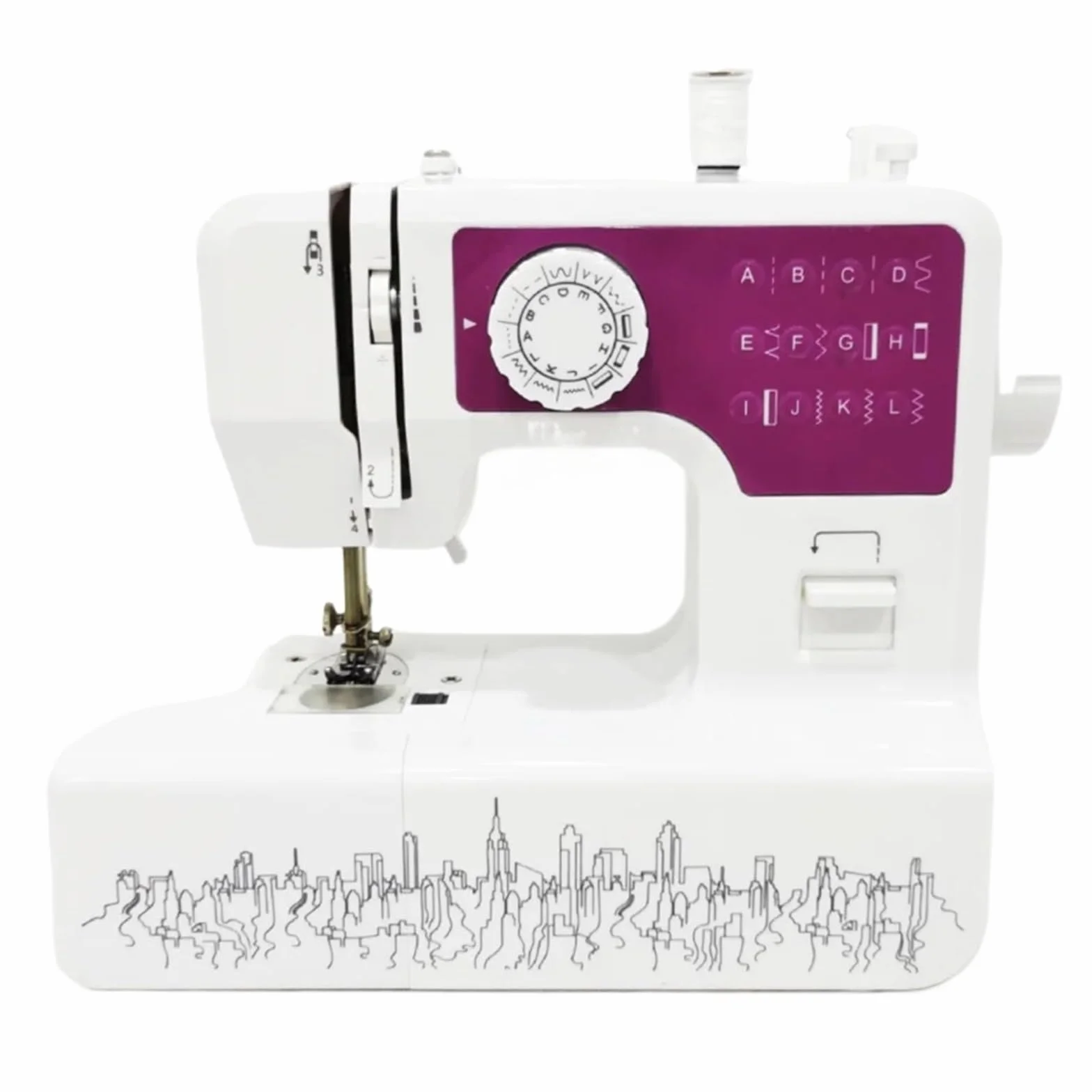 Máquina De Coser Eléctrica 12 Puntadas, Mini Pedal Portátil Con Luz Nocturna For El Hogar, Kit Dos Hilos For Potente Silenciosa Y Estable(Purple with foot)