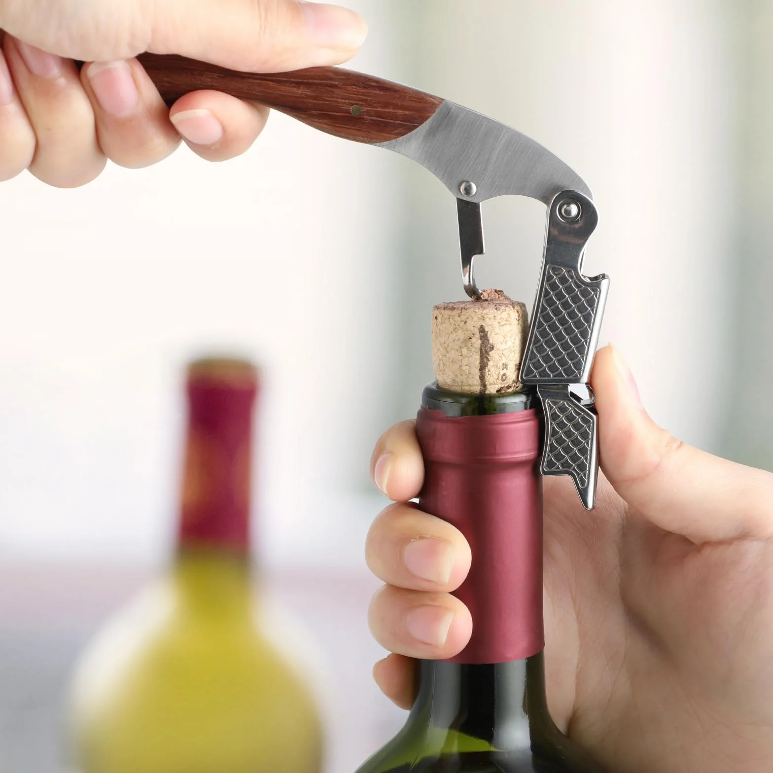 Cuchara de Sommelier Profesional Sacacorchos Cortador de Cápsulas Abrebotellas