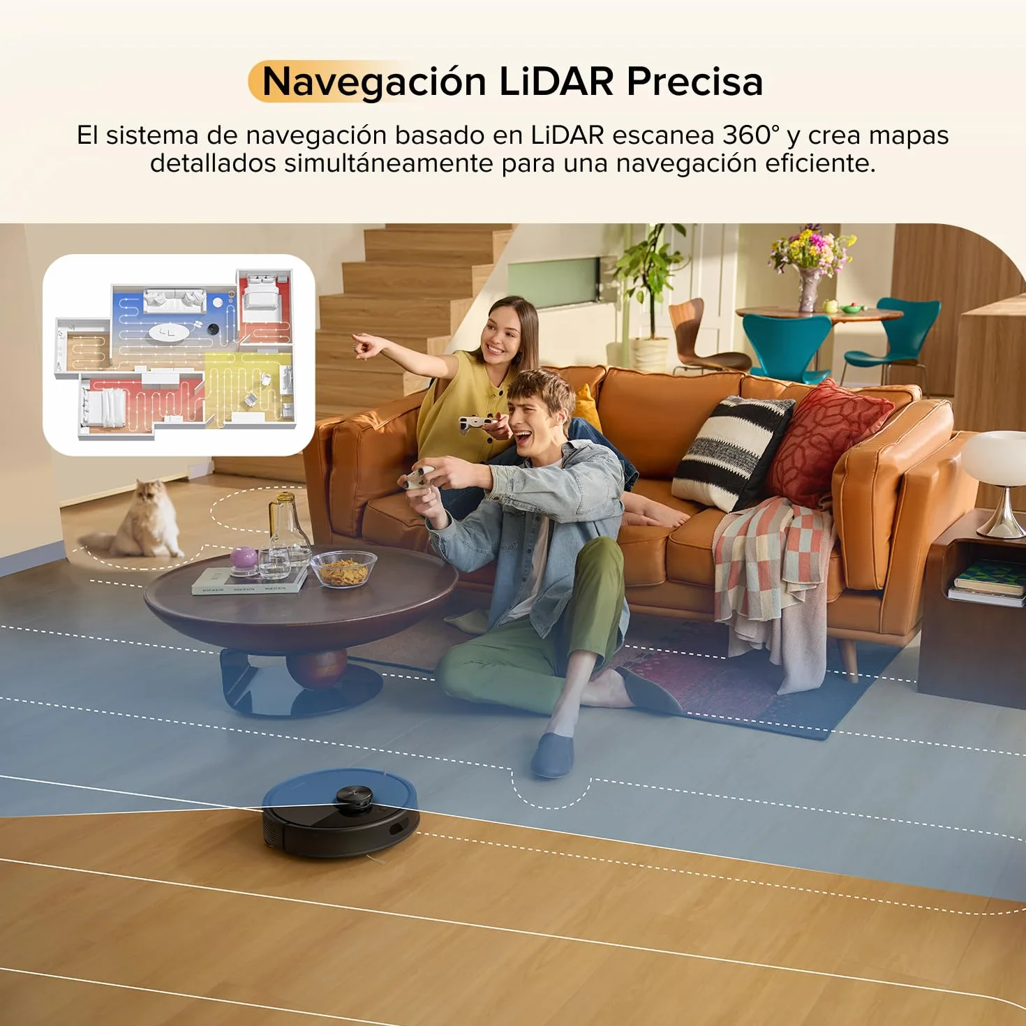 roborock Q7 M5 Robot Aspirador y Fregasuelos 2 en 1 de 10000 Pa, Robot Vacuum con Doble Sistema Antienredos, Navegación PreciSense LiDAR, Controlado por App y Comando por Voz (Negro Set)