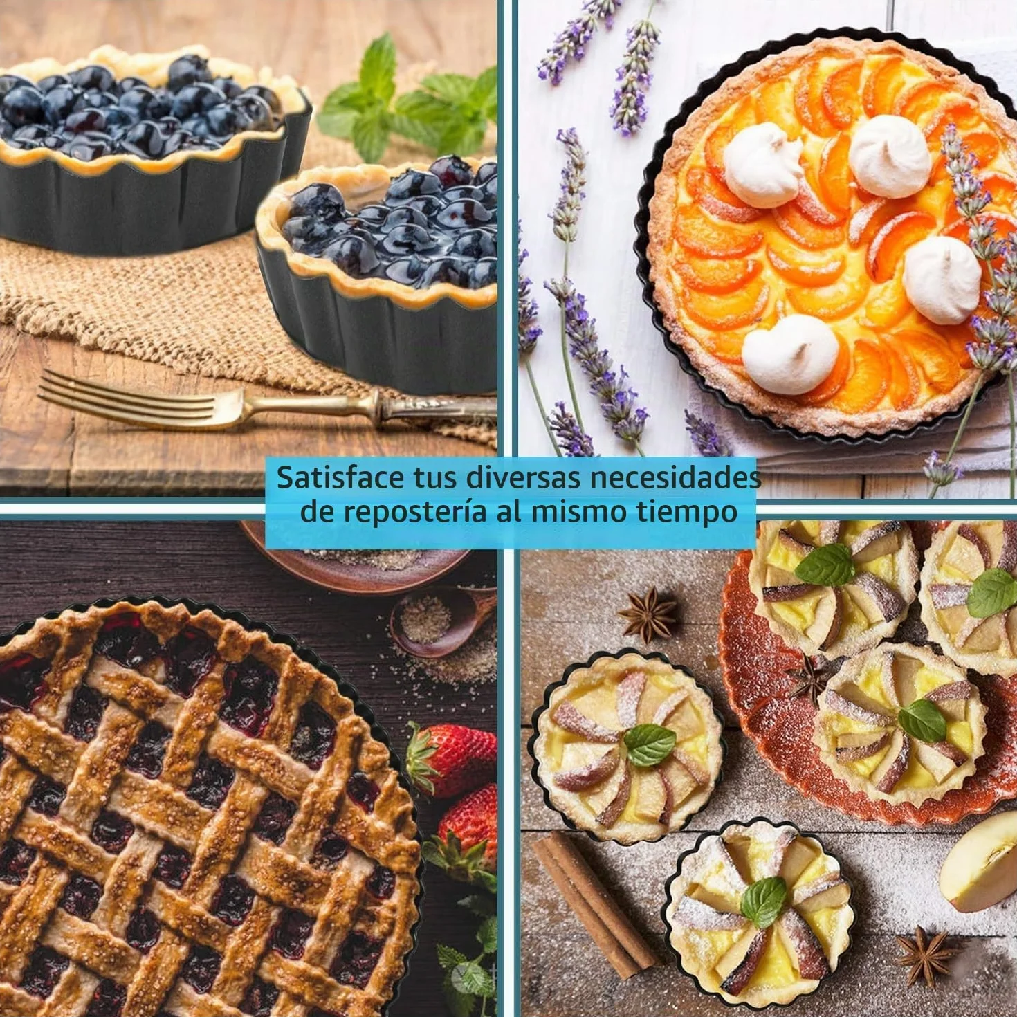 Molde Quiche Desmontable Antiadherente 10 Piezas 4 inch / 10 cm Acero al Carbono