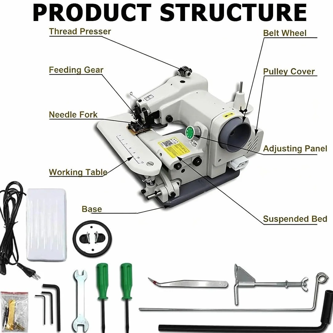 Máquina de coser de punto ciego, máquina de dobladillo portátil, 1200 SPM, relación de puntada ajustable 1:1 a 2:1, ideal para costuras invisibles y acabado profesional