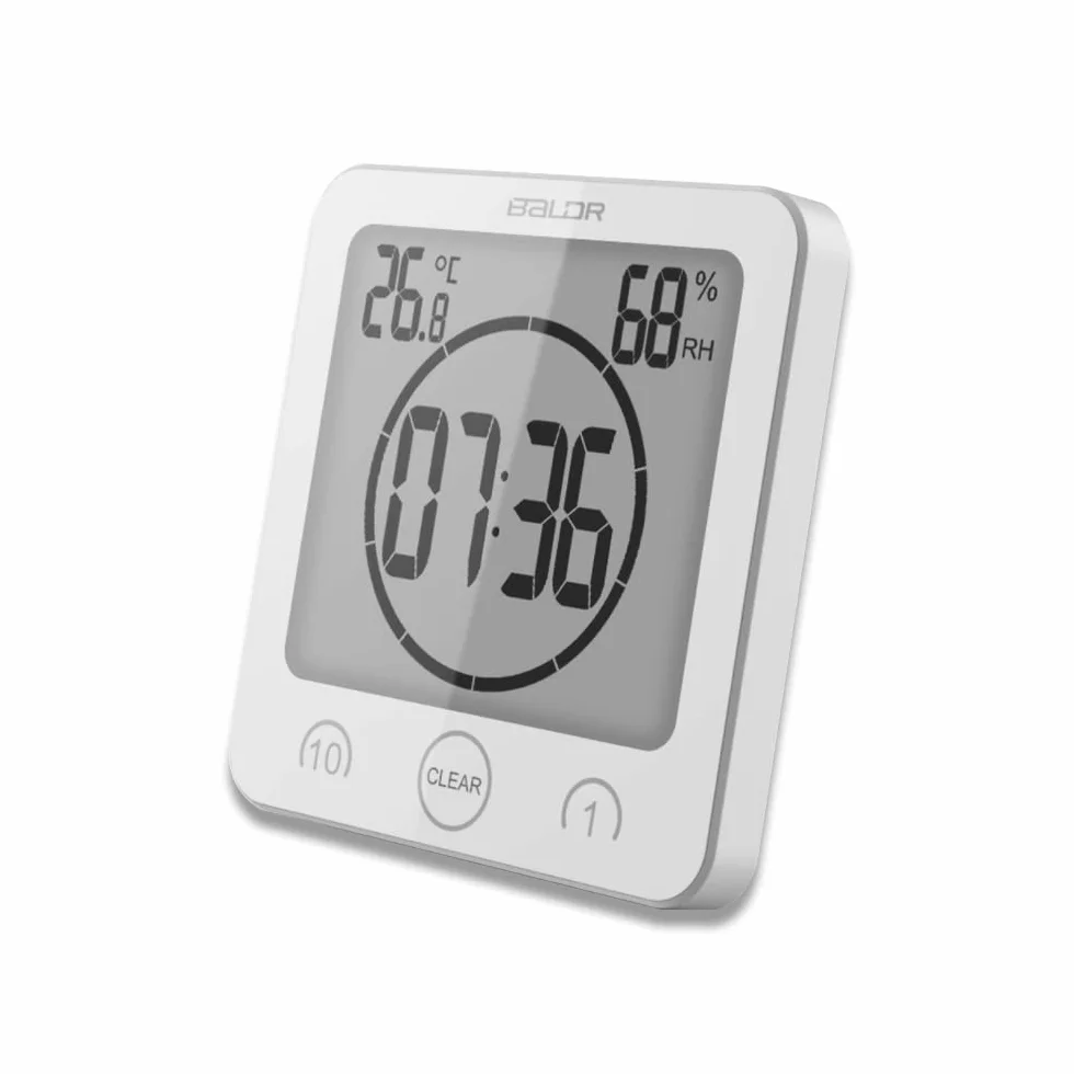 Reloj de ducha digital con temporizador, pantalla LCD grande táctil y temperatura para baño