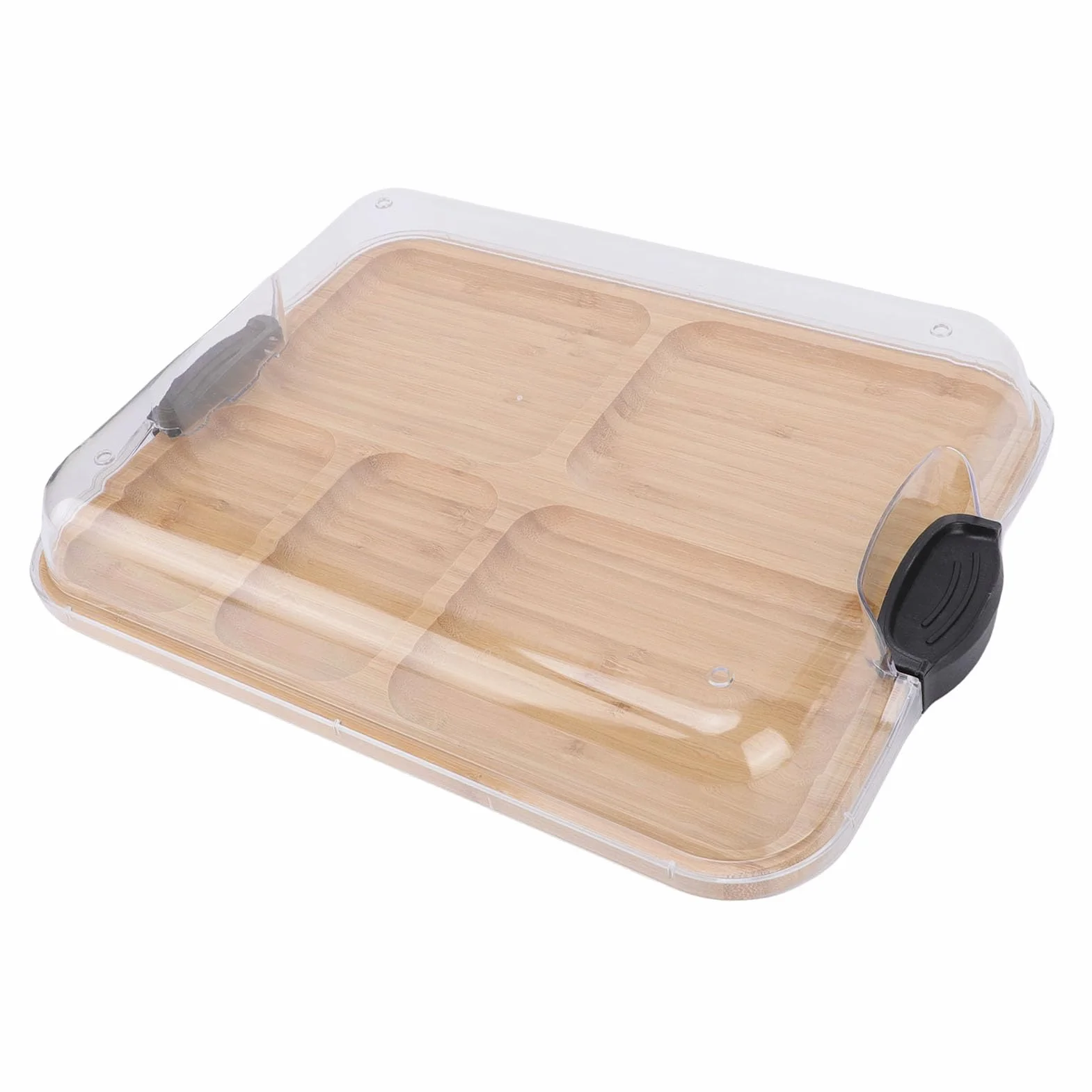 Hztyyier Tabla de Embutidos, Tabla de Quesos de Madera con Tapa Transparente, Bandeja Ideal para Servir Picnics y Reuniones