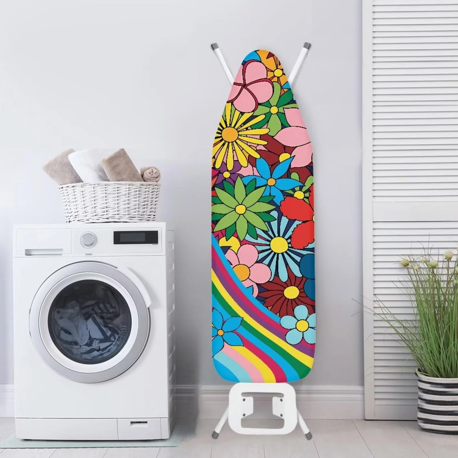 ZDCUSTOM Funda para tabla de planchar con estampado floral de margaritas abstractas para mujeres y niñas, 15 x 54 pulgadas, tamaño estándar, acolchado grueso con borde elástico, decoración duradera