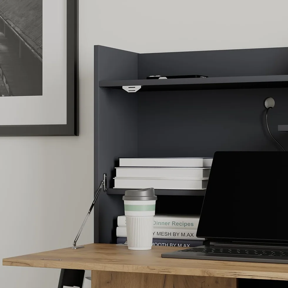 Vicco Escritorio Secretario Alena, Antracita/Roble Dorado, 85 x 28.6 cm, Apto para Montaje en Pared para un Uso Que Ahorra Espacio