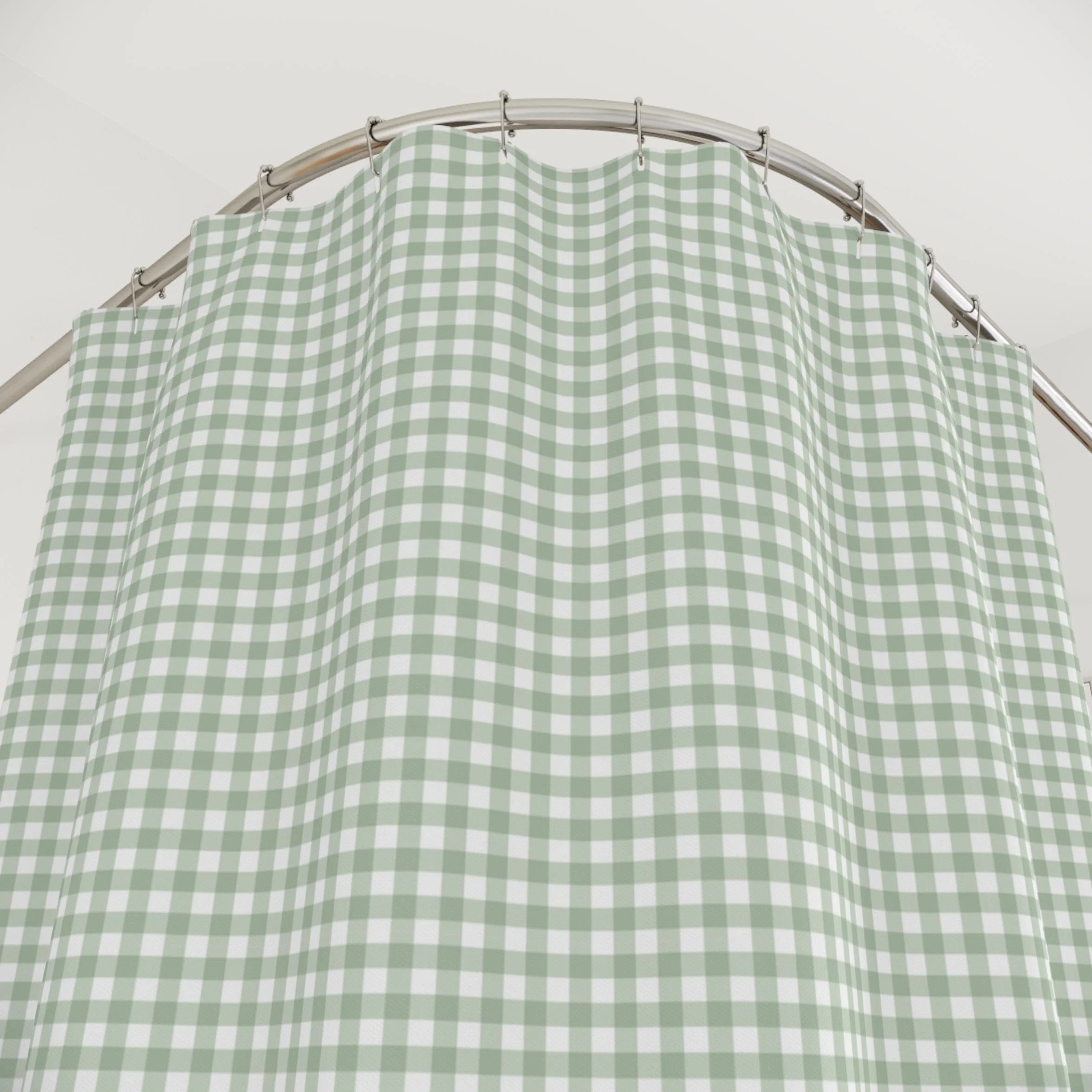 Cortina de ducha impermeable a cuadros verde 300 x 200 cm, poliéster, ideal para dormitorio, apartamento, baño de invitados, elegante y para niñas