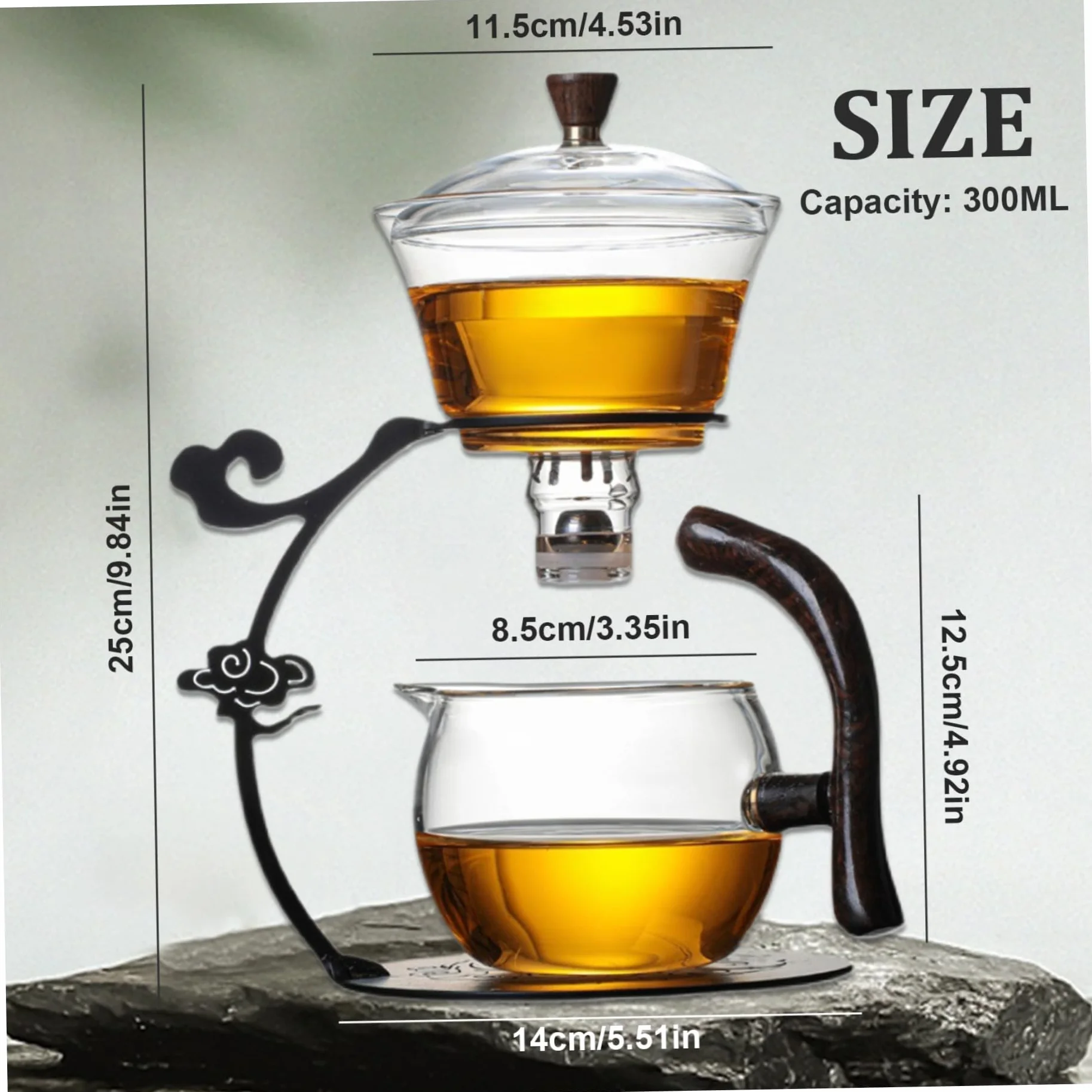 Tetera de vidrio semi automático, tetera magnética resistente al calor con filtro de acero inoxidable y mango anti-escaladrado, juego de té semiautomático de Kungfu.