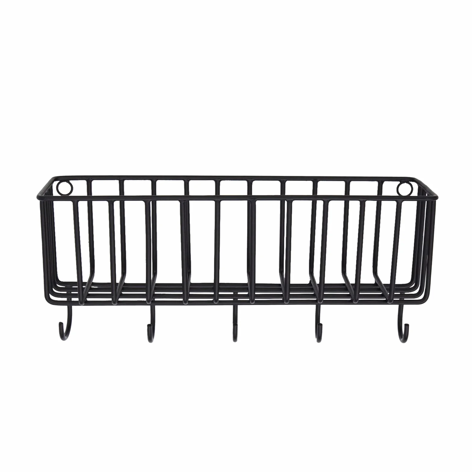 Cesta de almacenamiento Fynn con gancho negro de 30 x 13 cm, soporte para utensilios de cocina, estante para especias