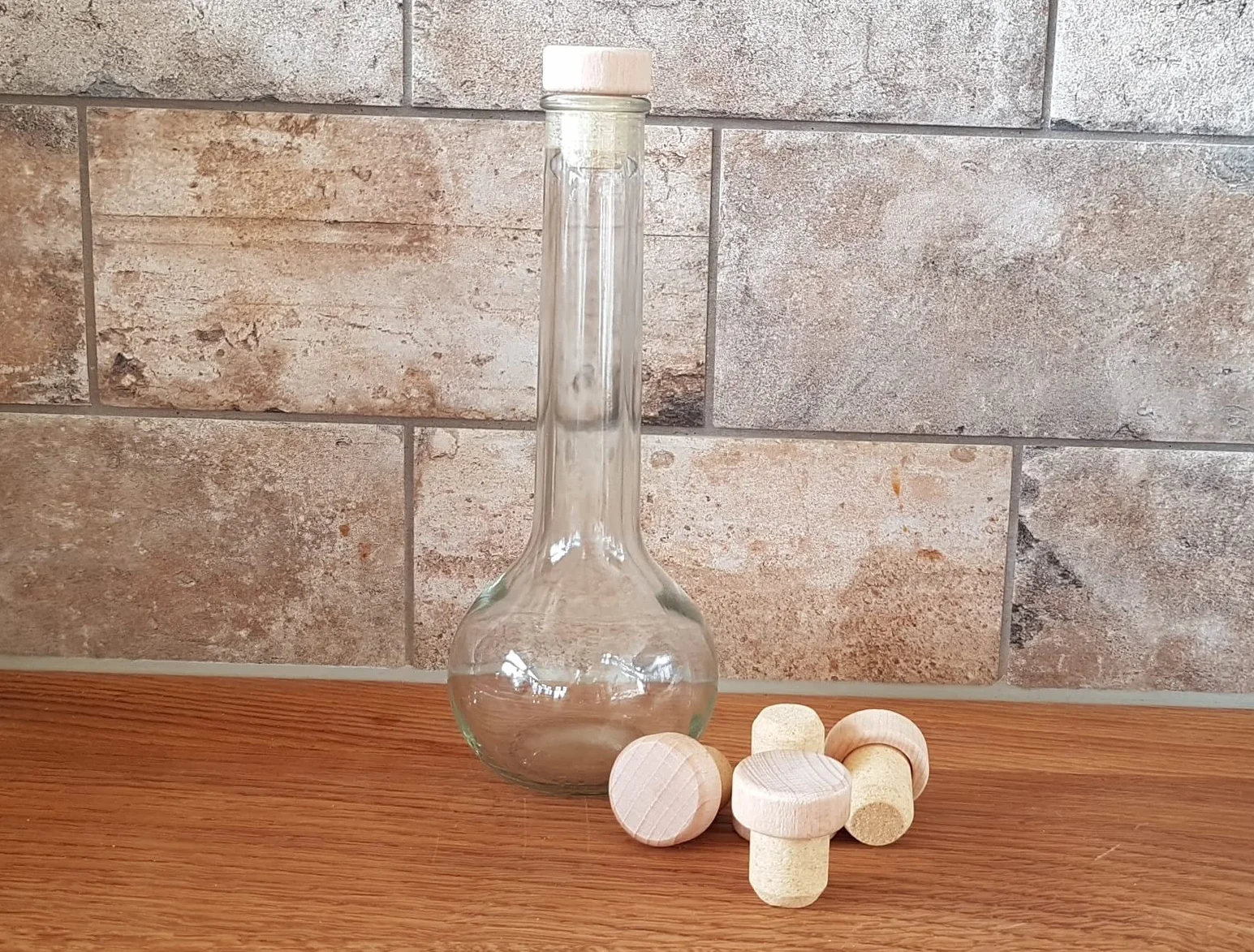 Lote de 100 tapones de corcho con mango de madera, 19,5 mm, prensado, aglomerado, para ginebras, aceites y jugos | de Portugal, tamaño del mango 29 x 12 mm