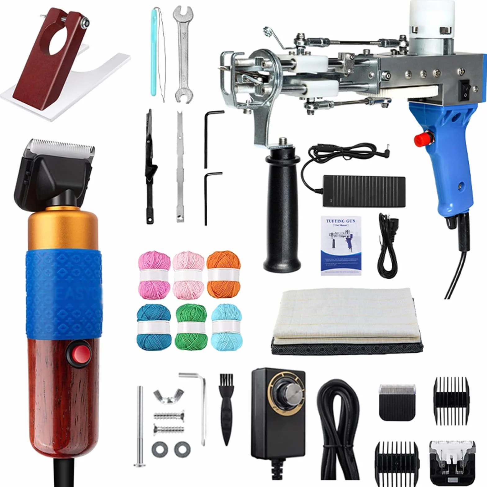 Rug Tufting Gun 2 en 1 Cut & Loop Pile,5-40 Puntadas/seg Ajustable con Recortadora De Alfombras,Tufting Gun Kit de Inicio de Pistola de mechones,Rug DIY Making Tools