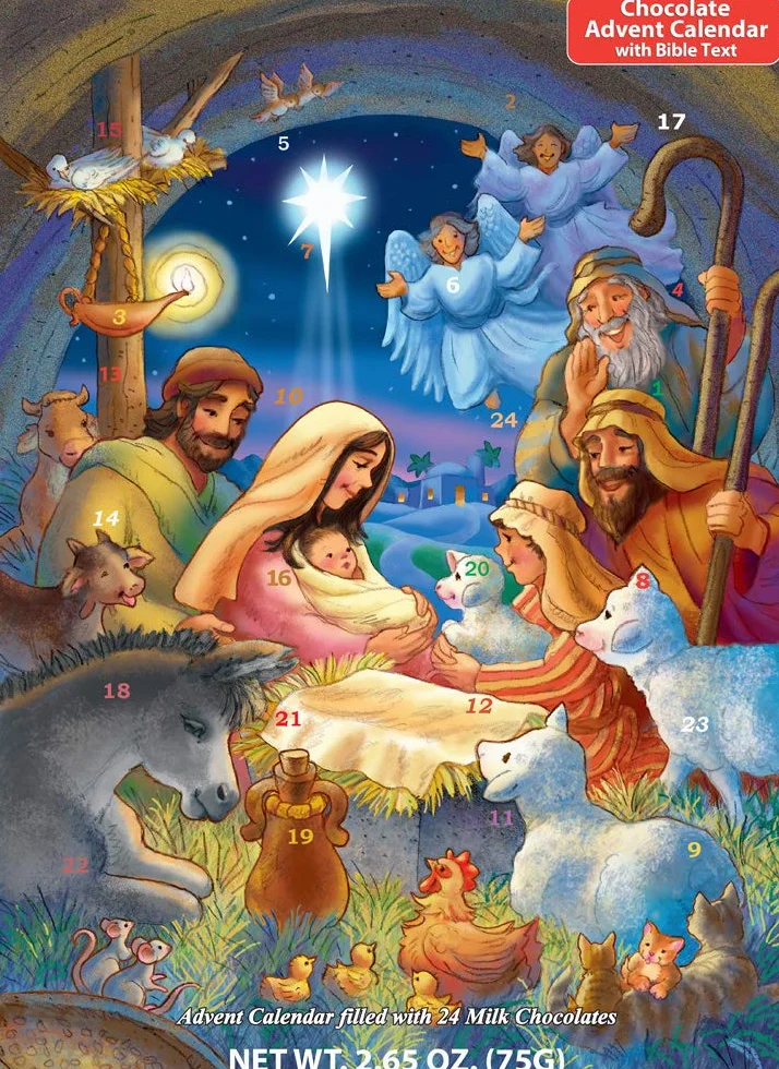 Vermont Christmas Company Calendario de Adviento de chocolate Baby in a Manger con nativity Story