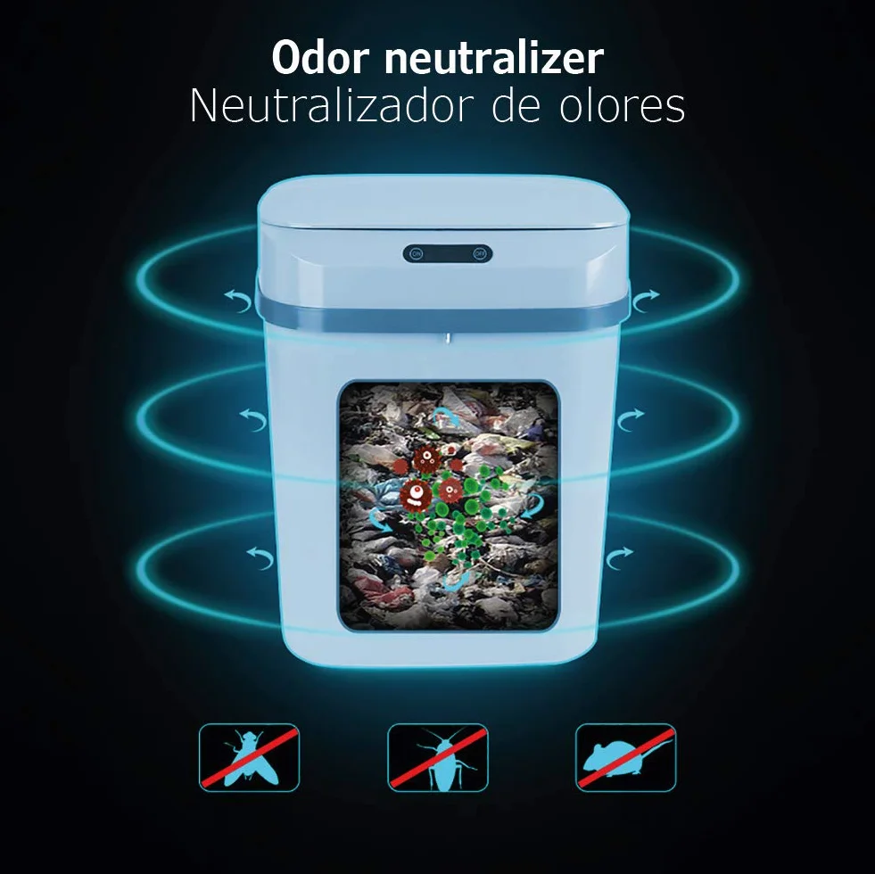 Cubo de Basura con Sensor Automático Papelera Inteligente 13 Litros Gris