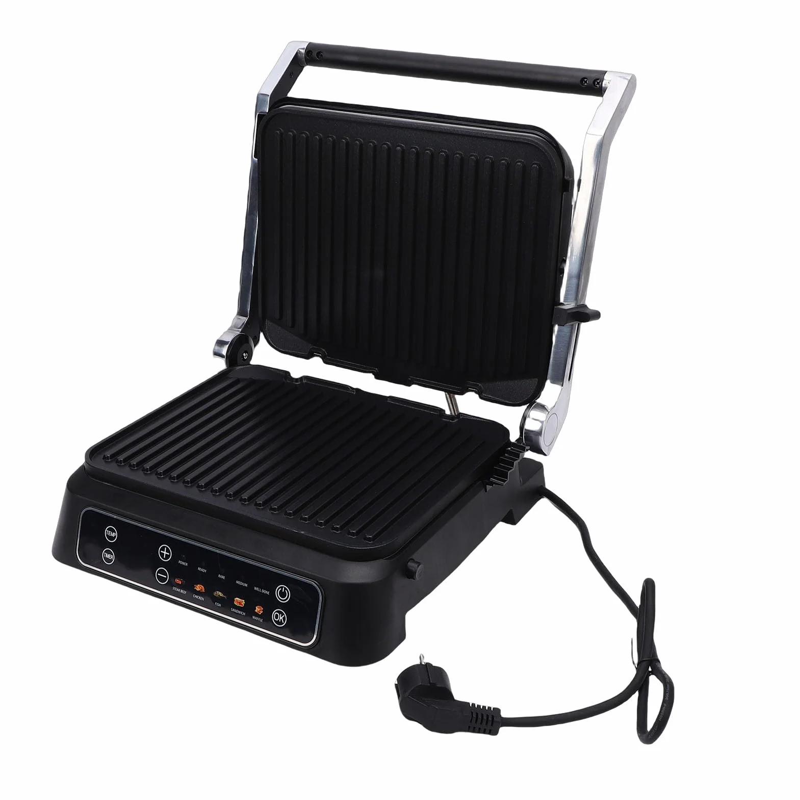 Socobeta Panini Press Grill Potente Sandwichera Eléctrica Antiadherente de 2000 W para Cocinar en Casa Comidas Familiares (Enchufe europeo)