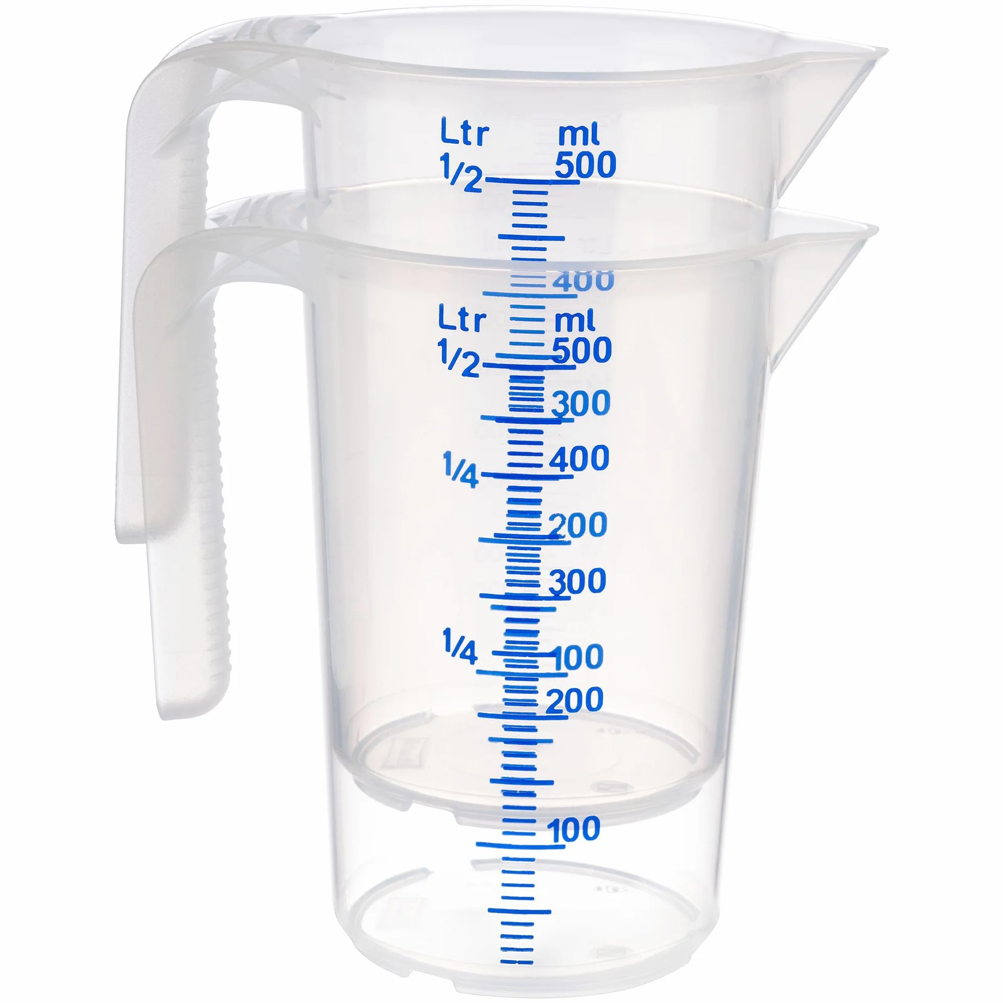 Vaso medidor de plástico 0,5 L con escala exterior, 9 x 14 cm, apto para lavavajillas