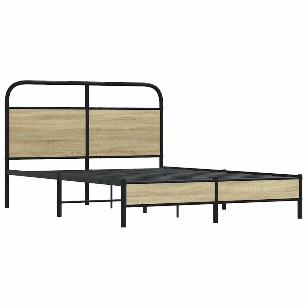 vidaXL Estructura de Cama sin colchón 120x190 cm Madera Roble Sonoma, Muebles de Dormitorio, Cama Doble, armazón de Cama, Cama