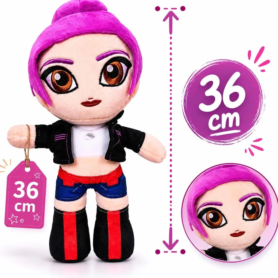 K-POP Set 3 Peluche GRANDES Rumi Mira Zoey - Altura 36 cm - Muñecas de tela suaves coleccionables inspirada en la banda coreana - Multicolor