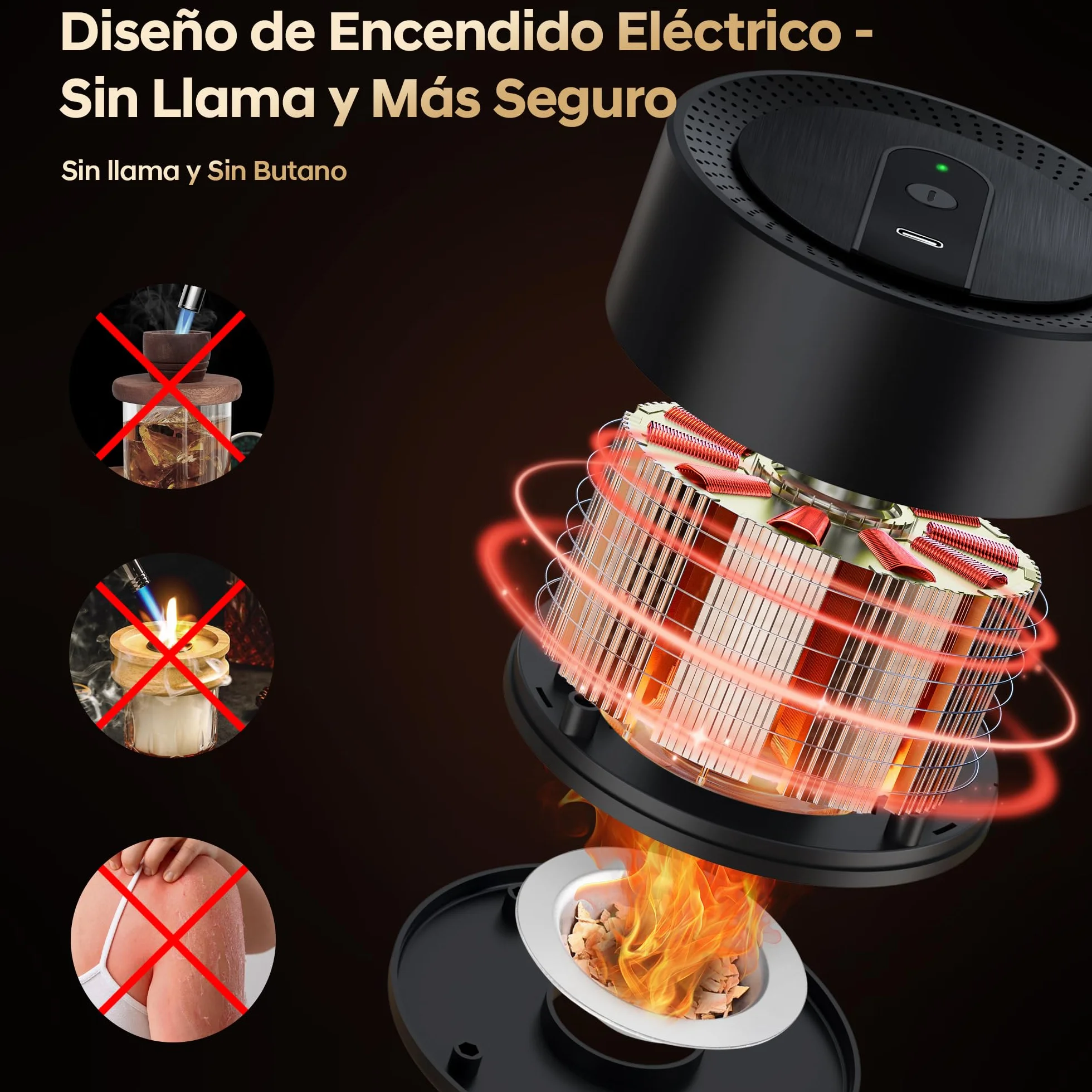 Kit Ahumador Eléctrico Para Cócteles, Ahumador Whisky Old Fashioned Con 8 Sabores de Virutas de Madera, Recargable USB-C Para Bebidas, Bourbon, Cócteles, Vino, Café Y Alimento, Regalo hombres