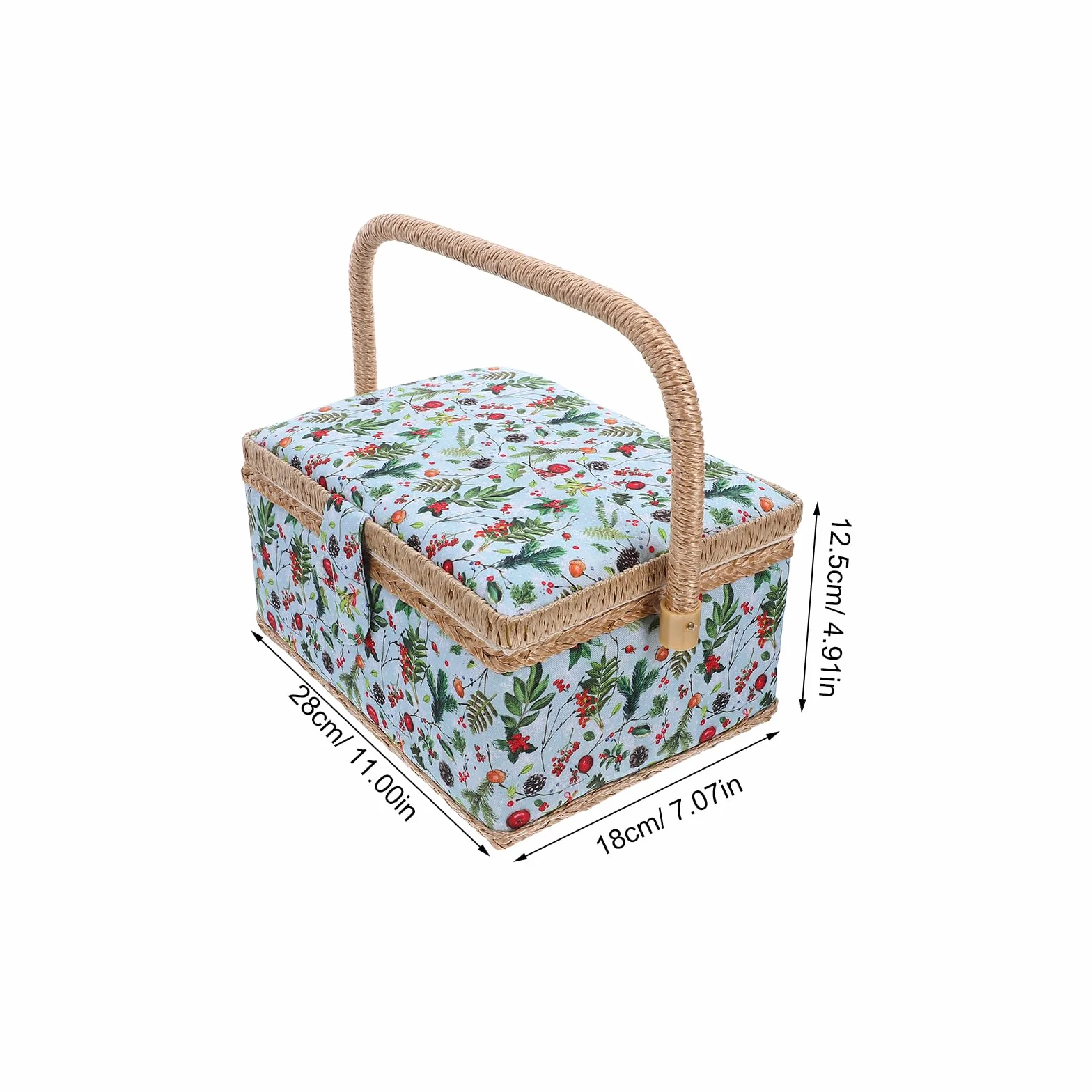 Cesta de costura con diseño clásico de tela, organizador grande de suministros de costura y estuche de almacenamiento, caja de bordado portátil para principiantes