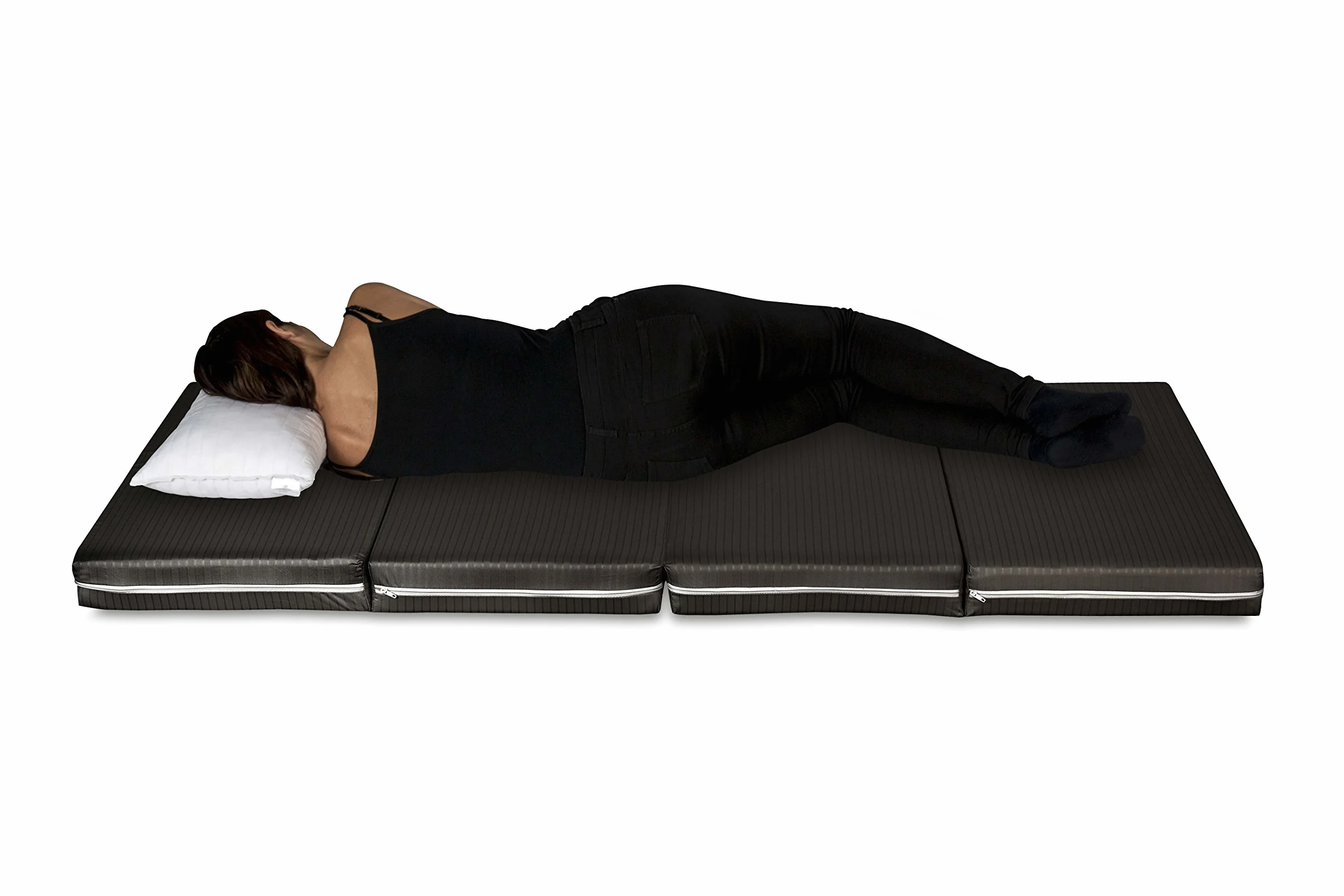 Evergreenweb – Futón cama colchoneta ahorraespacio plegable en 4 y convertible en práctico puf. Colchón individual de 10 cm