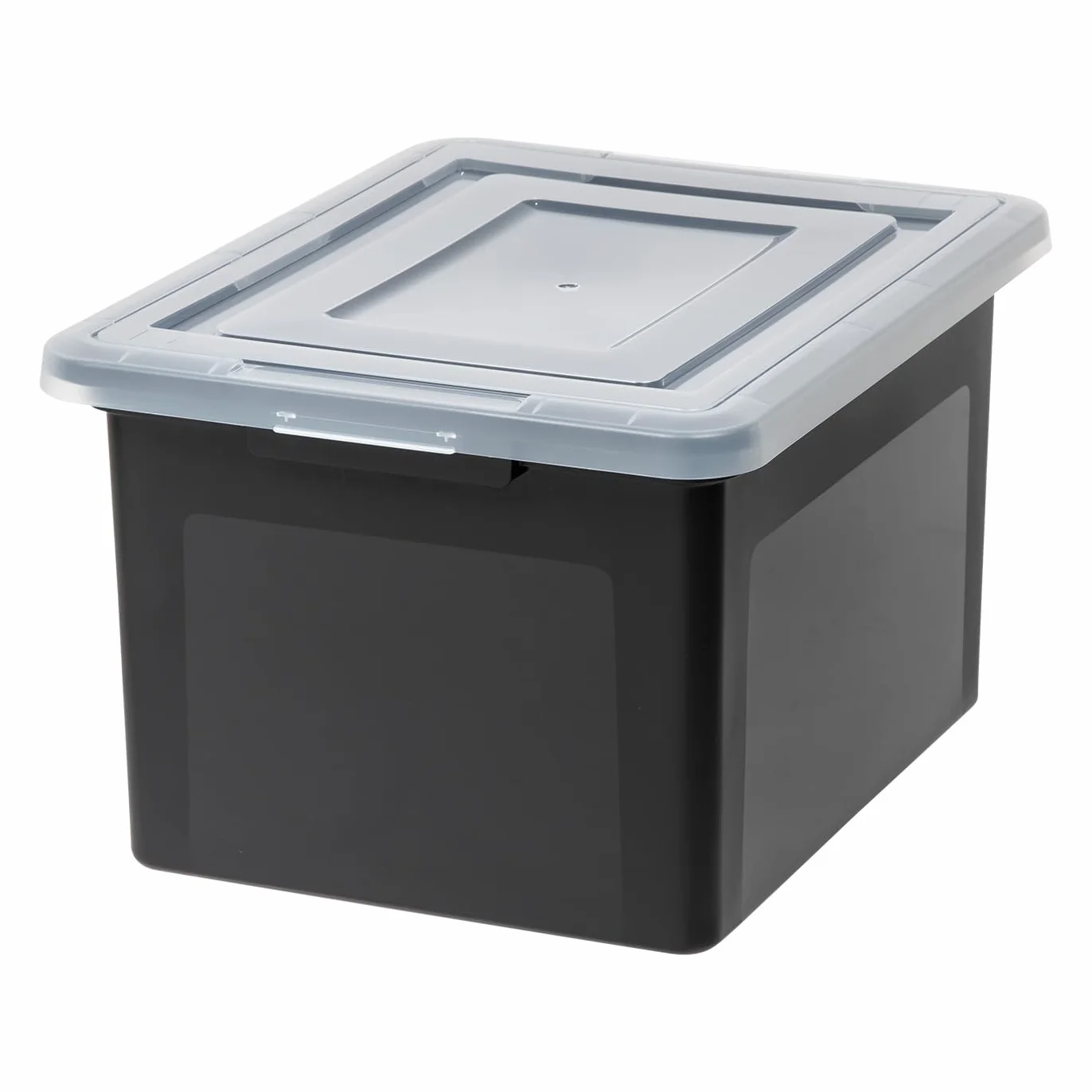 Iris Ohyama, Cajas de Almacenamiento de Plástico con Tapa a Presión, 45L, Lote de 4, negro, Apilable, Duradero, para Suministros de oficina, Toallas y Libros, sin BPA, Contenedor, FB-21E