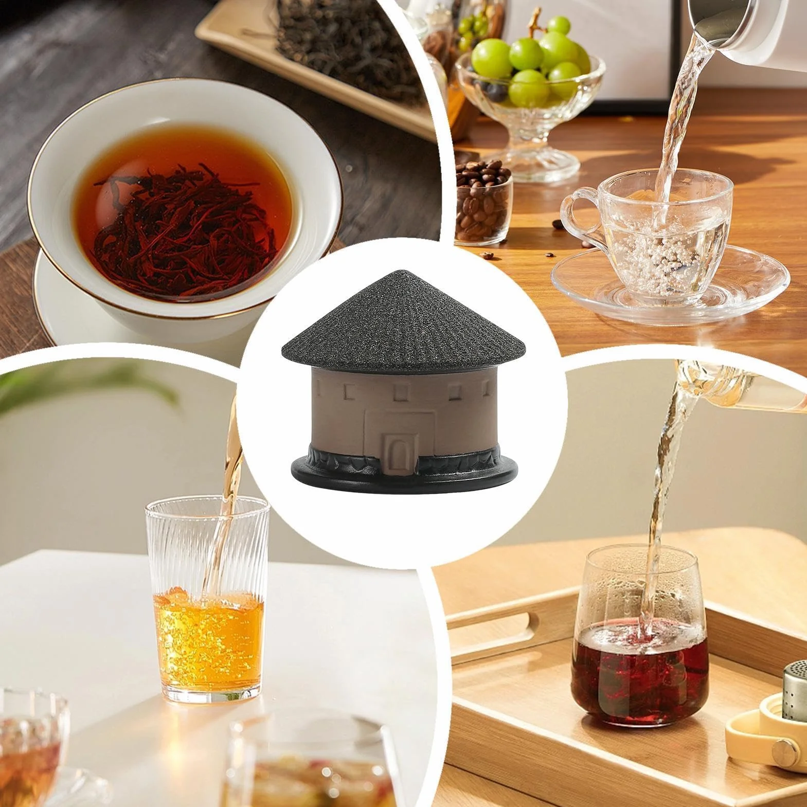 Colador de té – Casa divertida microporosa de cerámica – Pequeño colador de té suelto infusor – para el hogar, cocina, apartamento, dormitorio, restaurante, comercial, camping, picnic, viajes al aire