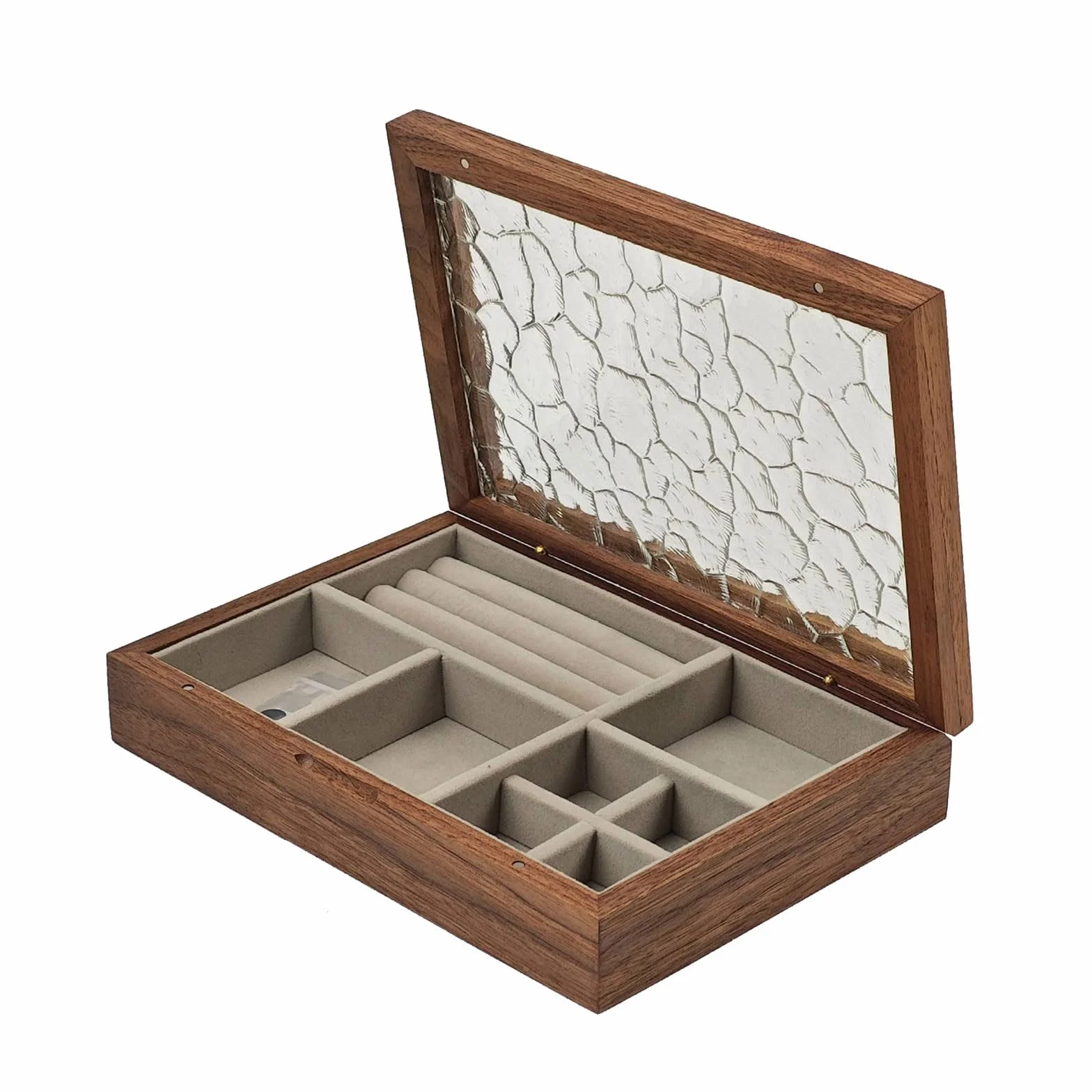 Baúl de almacenamiento de joyas de madera resistente con accesorio interior de felpa para coleccionistas y viajeros por igual