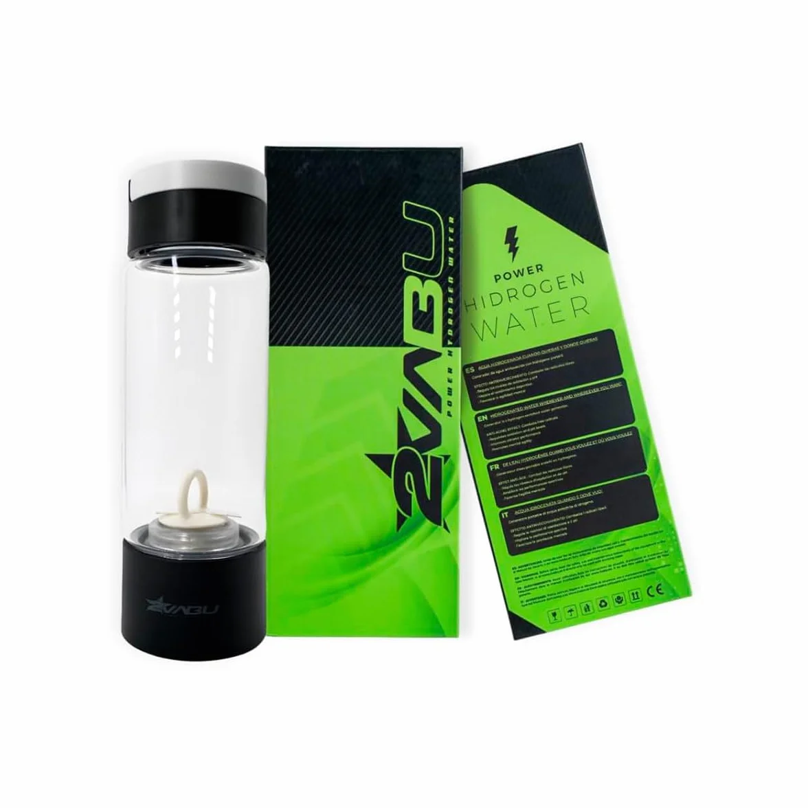 Botella de Agua Hidrogenada – 1400 PPB de Hidrógeno Molecular – Tecnología SPE/PEM de Alta Pureza – Incluye Funda Protectora - Auto limpieza Membrana - 400 ml (Molecular Sport)