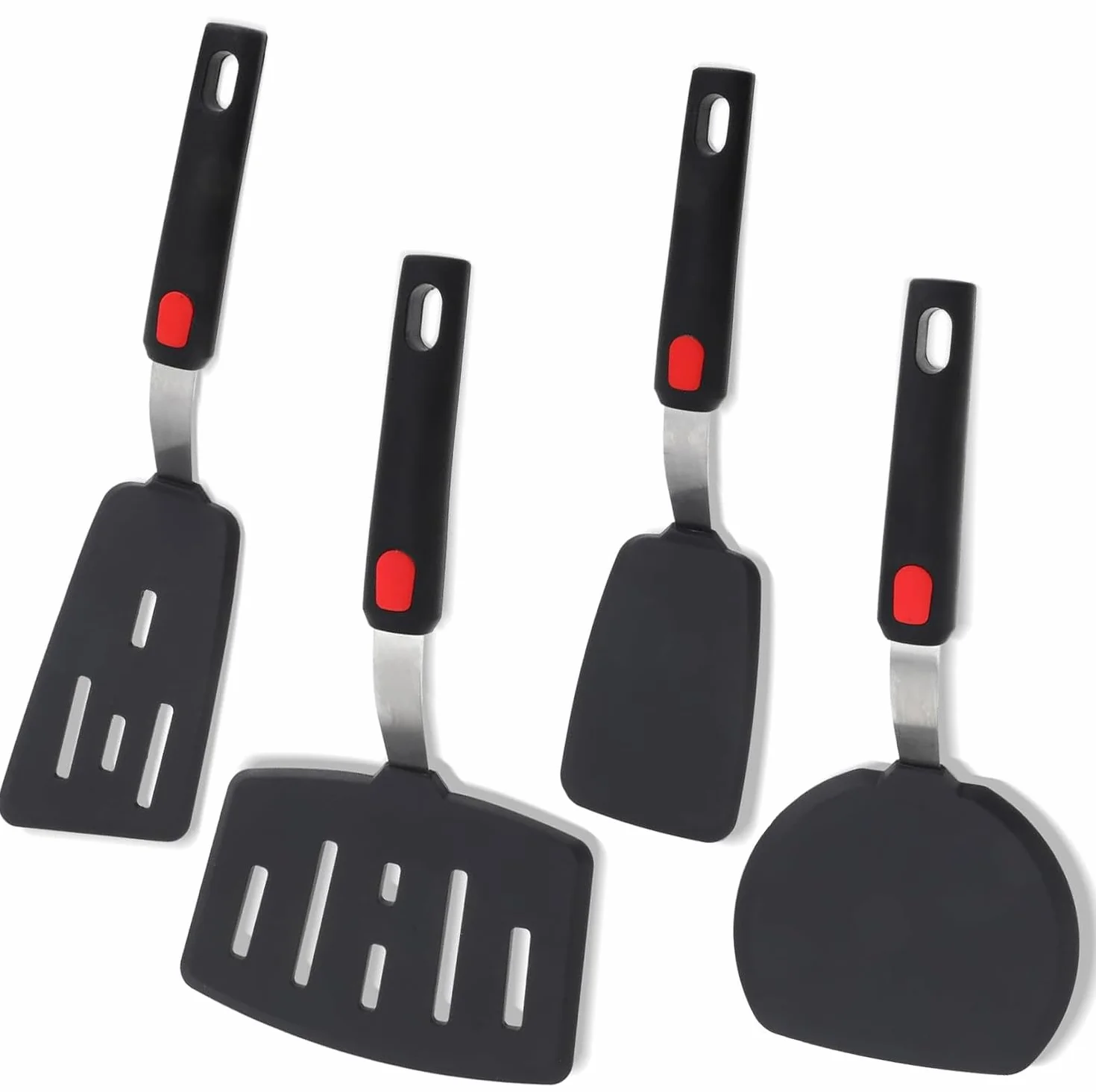 Espátula de silicona, paquete de 4 espátulas resistentes al calor de 600 °F para utensilios de cocina antiadherentes, utensilios de cocina sin BPA, huevo de goma, crepé, panqueques, hamburguesas,
